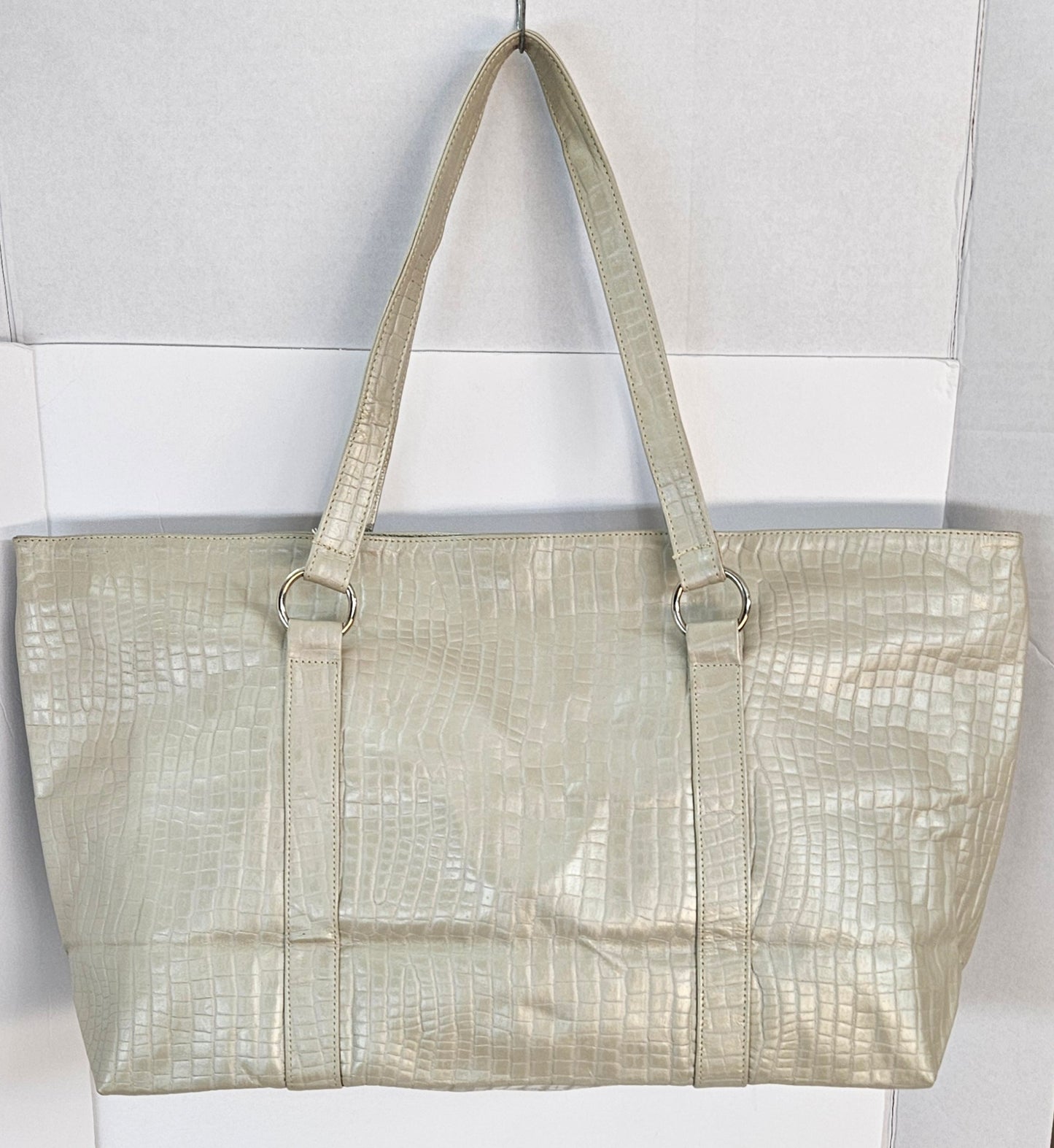 Taupe print Genuine Leather Largest Hand Made Handbag. #TR11-15Taupe-L-1.Made in USA(050325)