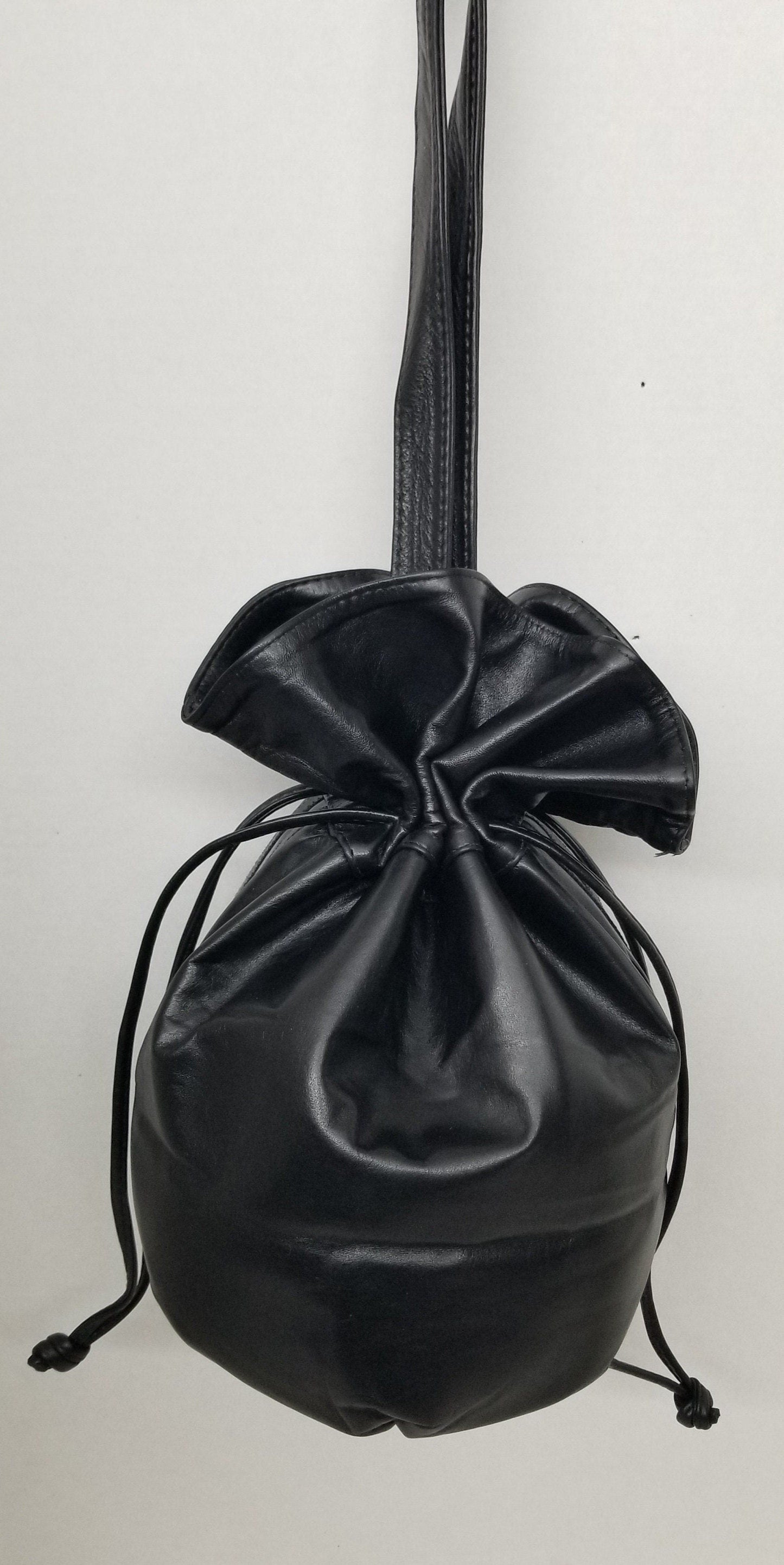 Black Patent Leather Shoulder Bag, Zigzag Design, Made in USA