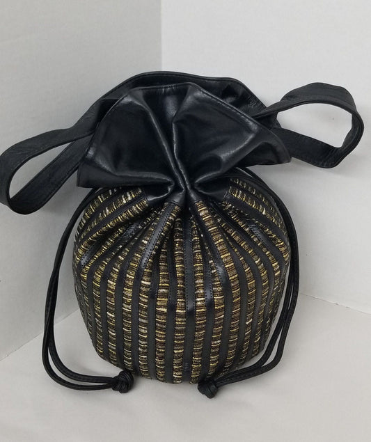 Drowsting black with pewter fabrics zigzag works Basket,Handbag for MoM,Spacial design,Light weight bag,Purse for her,Made in USA,