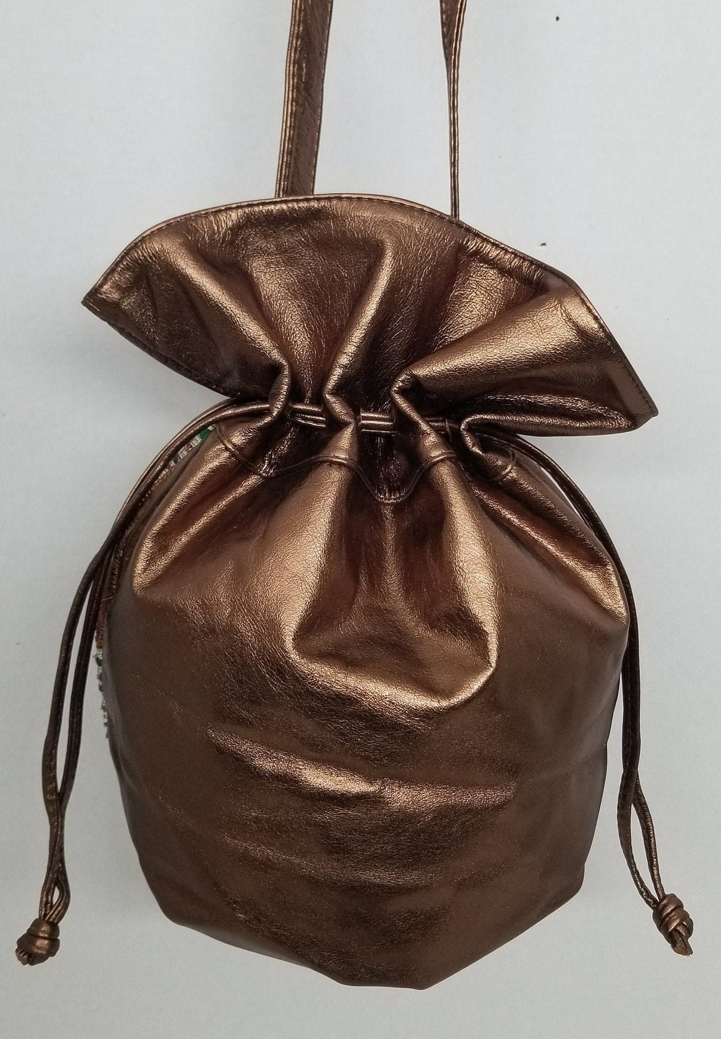 Drowsting shinning Bronze,Basket bag, with  fabric design, zigzags works unique,Light weight bag,Ladies Purse,Genuine Leather,Made in USA.