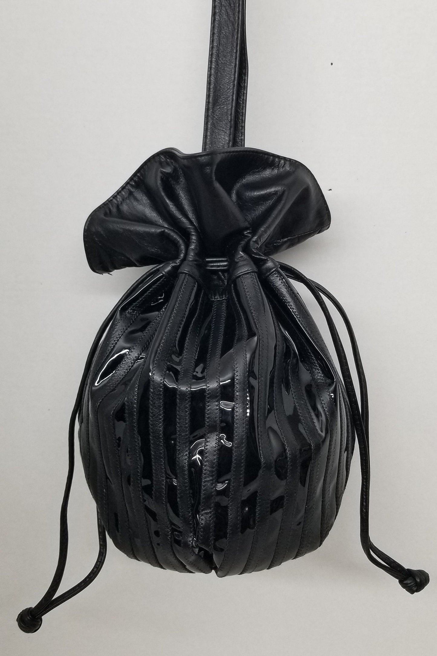 Drowsting Black with Patton Leather,Basket bag,zigzags works,Spacial design,unique,Ladies Purse,Genuine Leather,Made in USA,Shoulder bag,for