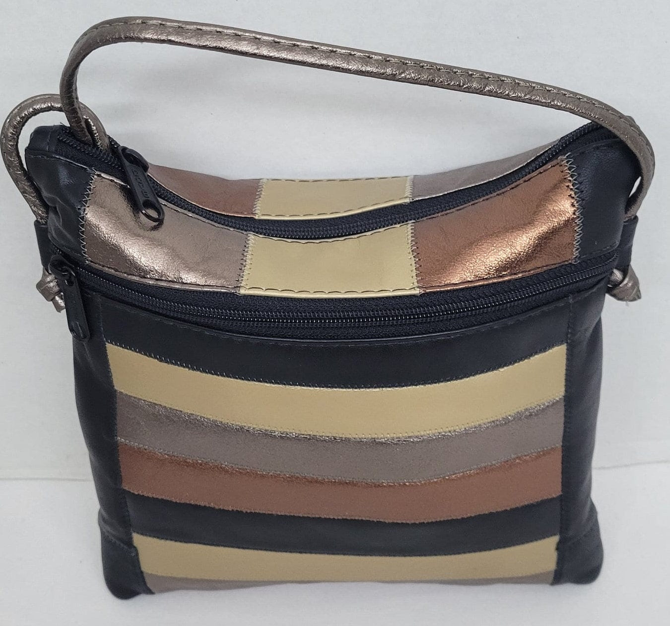 Crossbody Black Multi color Leather Purse Style TR#305BKM