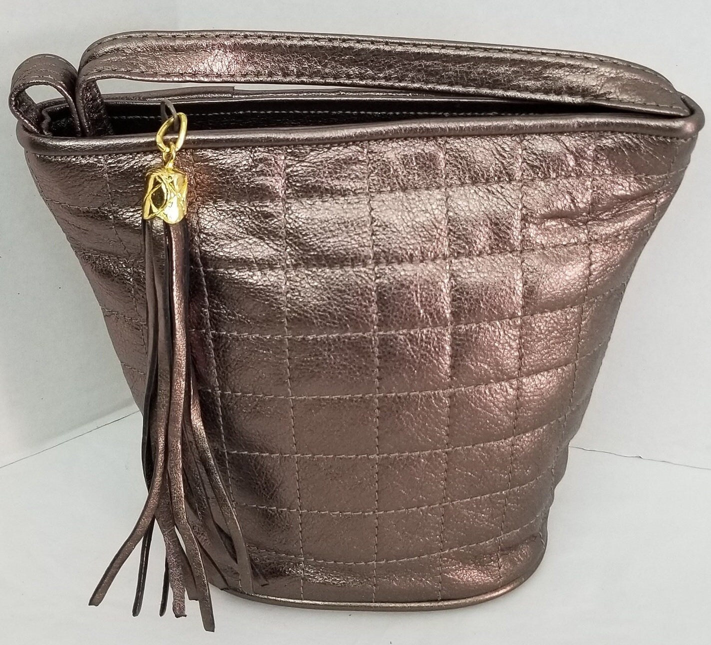 Crossbody-Handbag for women-TR2099P,Purses for girls,Pewter color Genuine Soft leather handbag, stitched design.