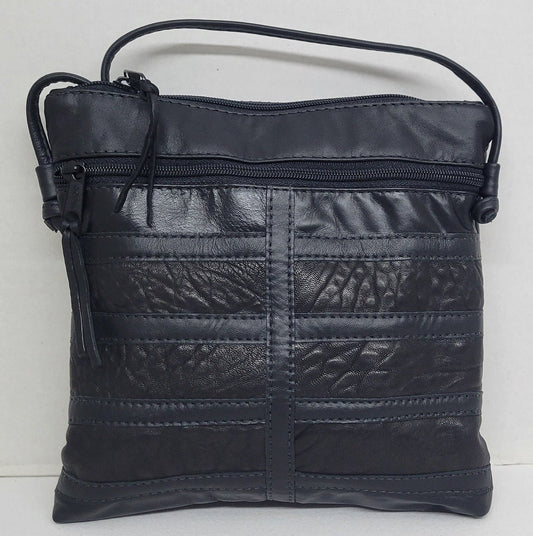 Leather Black&black pach work purse for all.   Tejrasila Style#305bk Made in USA. Design for you.