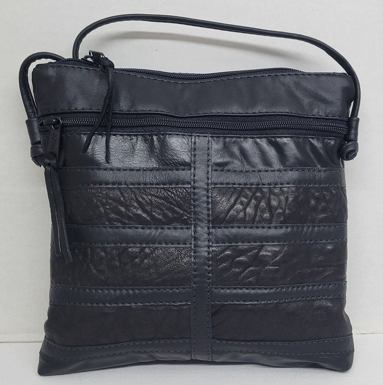 Leather Black&black pach work purse for all.   Tejrasila Style#305bk Made in USA. Design for you.