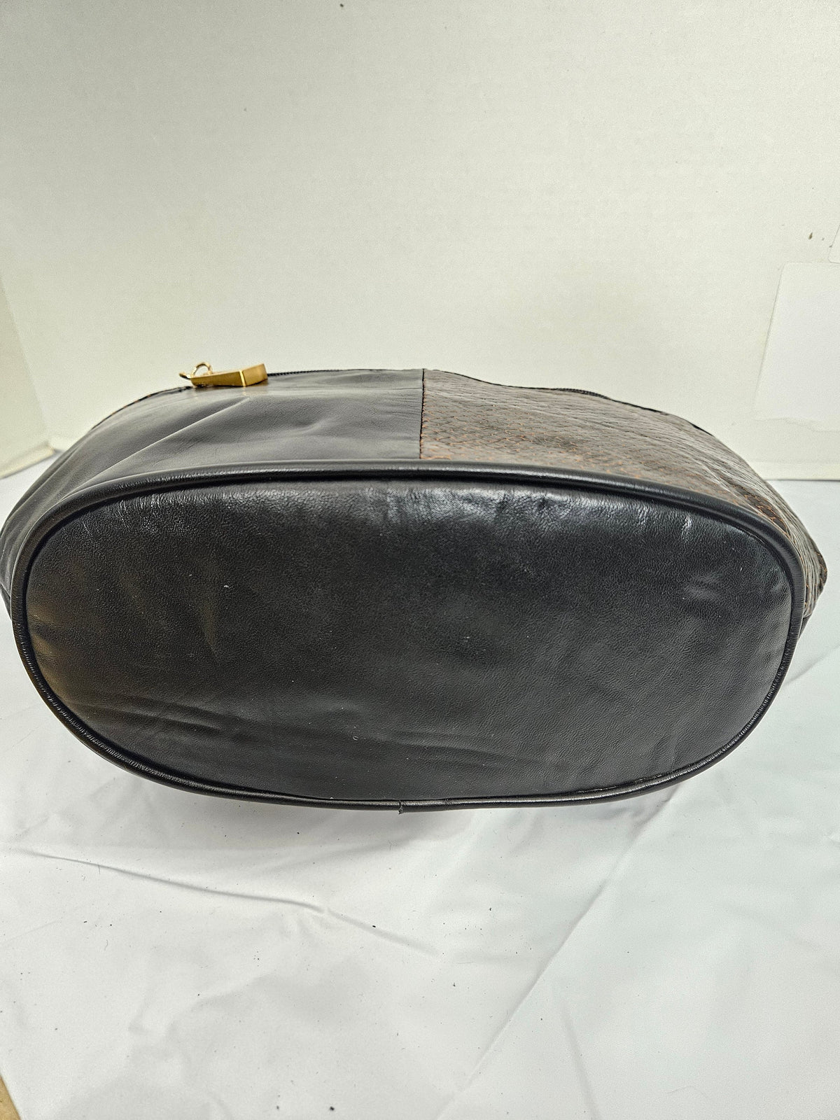Black with Brown snake skin print Leather handbag#Tr8004bk/br/ssp for women!Made In USA!