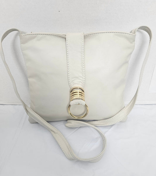 Handmade Leather Crossbody Bag, Gold Ring Detail - USA Made
