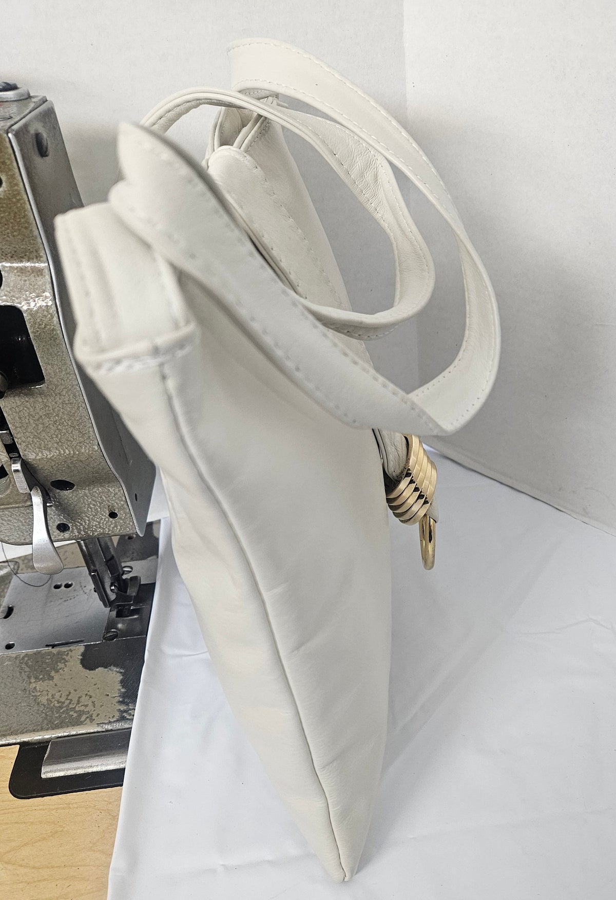 Handmade Leather Crossbody Bag, Gold Ring Detail - USA Made