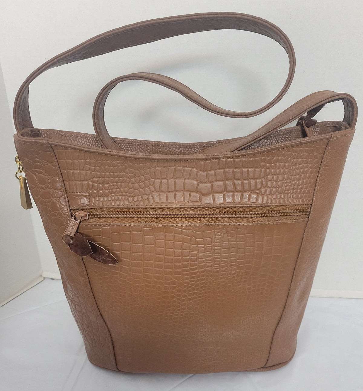 Camel Print Leather Handbag: Everyday Carry, 3 Pockets, Made in USA