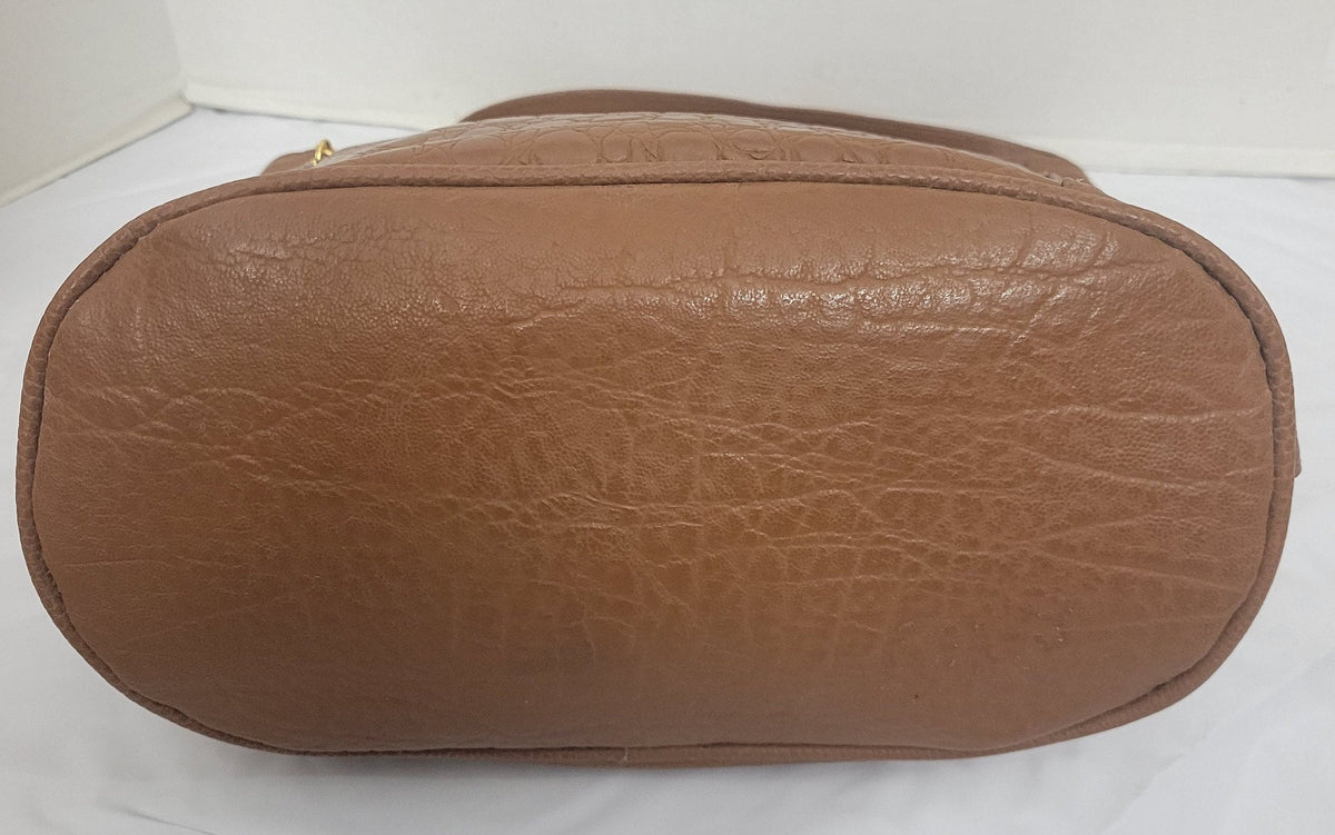 Camel Print Leather Handbag: Everyday Carry, 3 Pockets, Made in USA