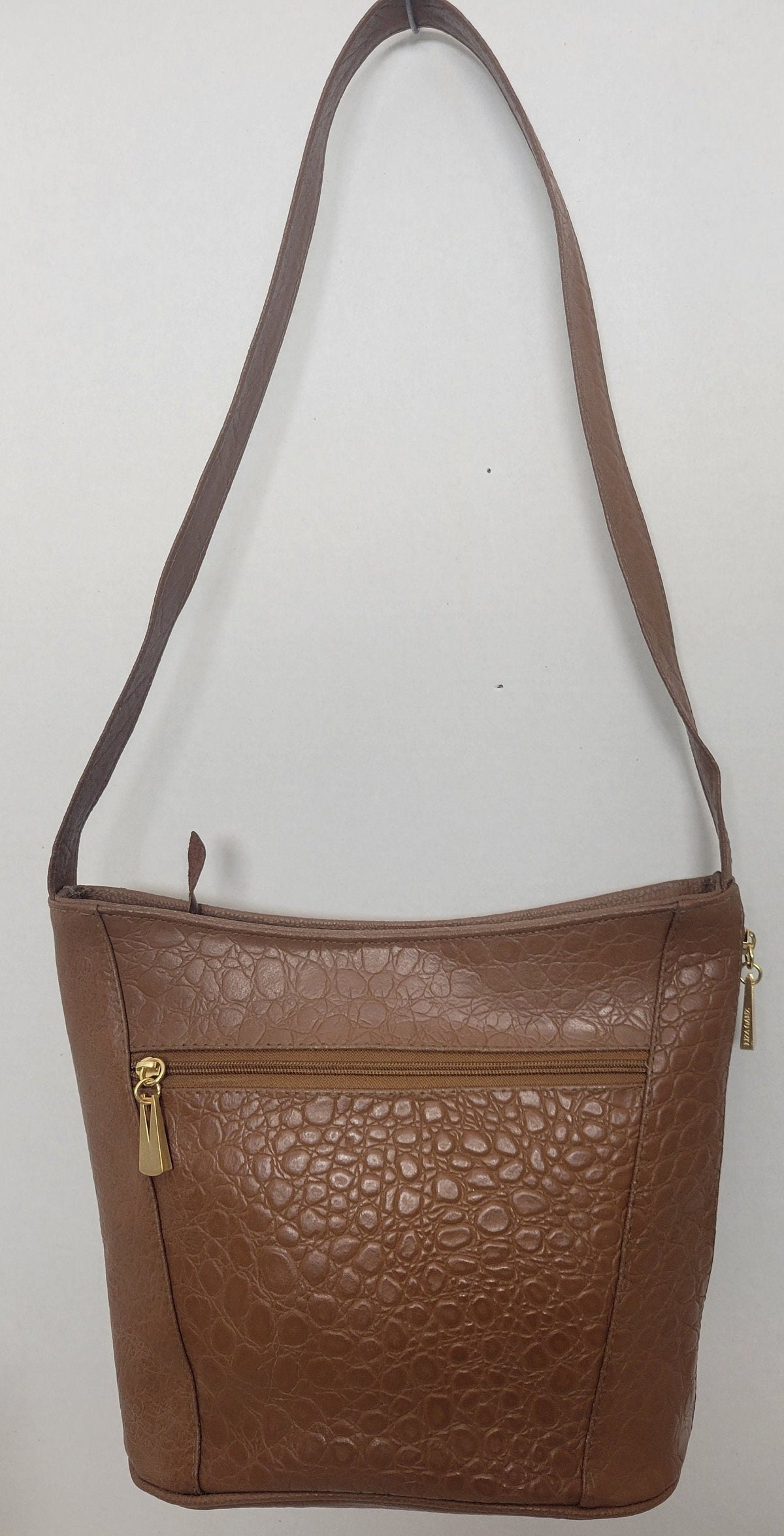 Camel Print Leather Handbag: Everyday Carry, 3 Pockets, Made in USA