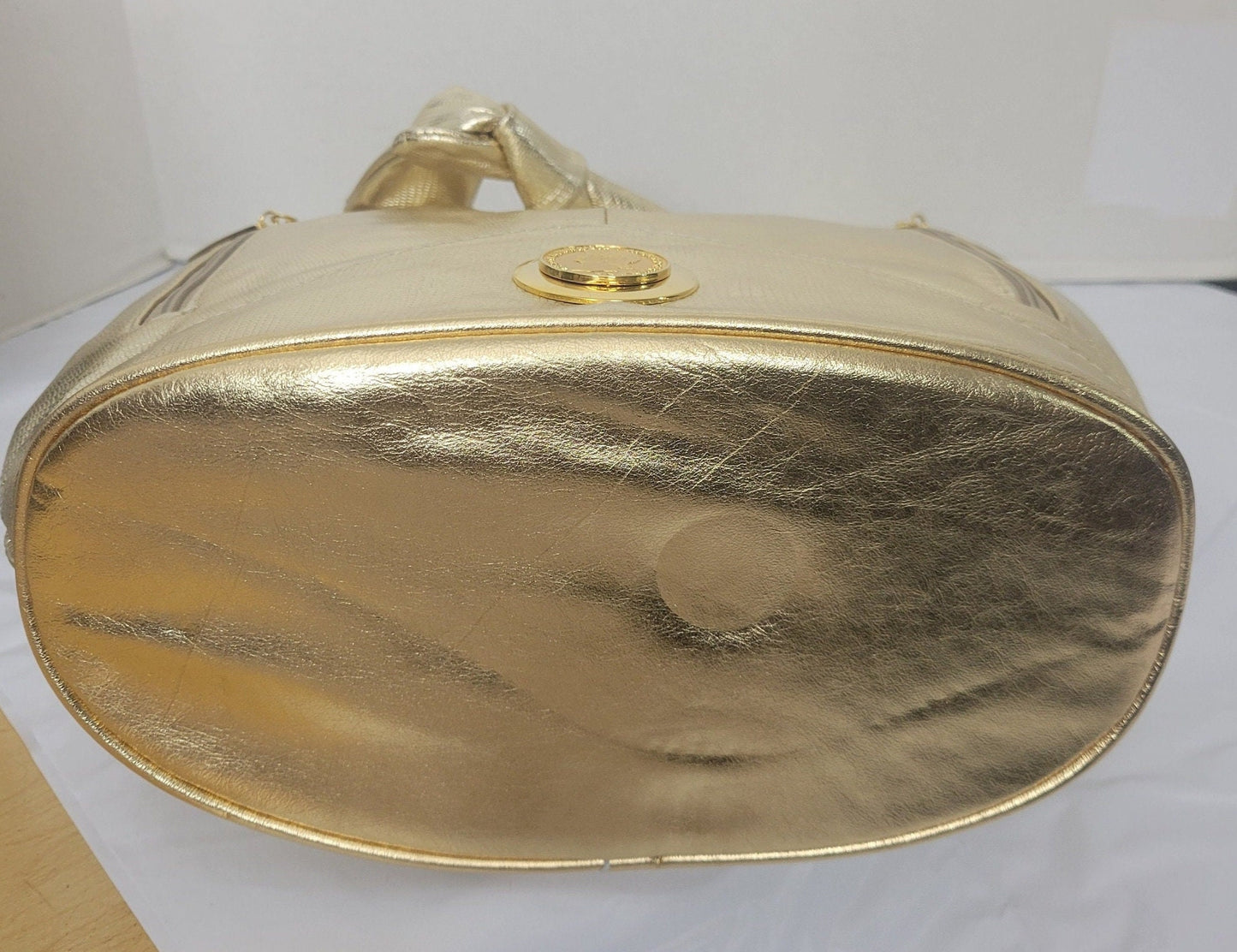 Tejrasila-Shining gold print with gold metal design Hobo genuine leather handbag!