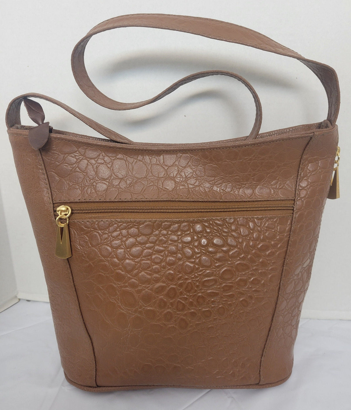 Camel Print Leather Handbag: Everyday Carry, 3 Pockets, Made in USA