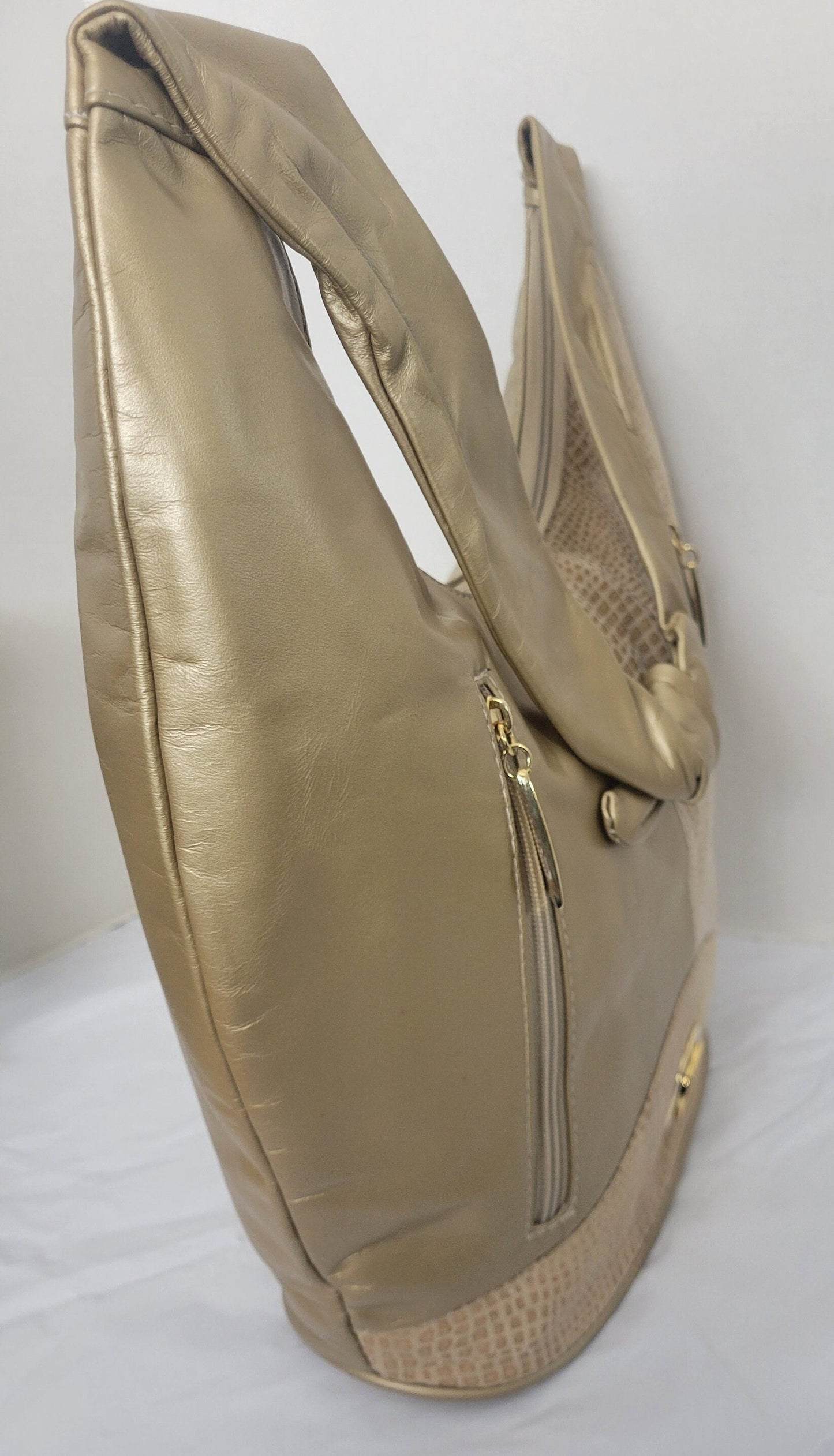 Leather Hobo Handbag Large gold mate with Print Leather! Made in USA!