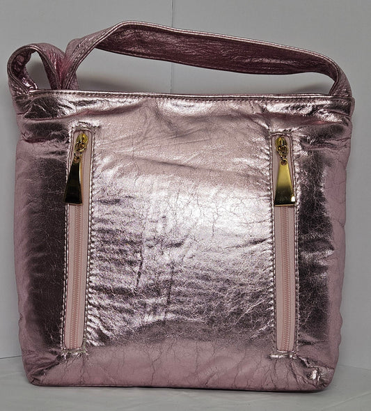 Tejrasila- Shining pink leather handbag!#TR843-2. Made in USA!