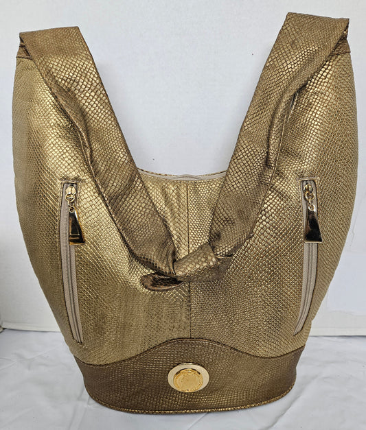 Gold mate print large Hobo Handbag! Made in USA!