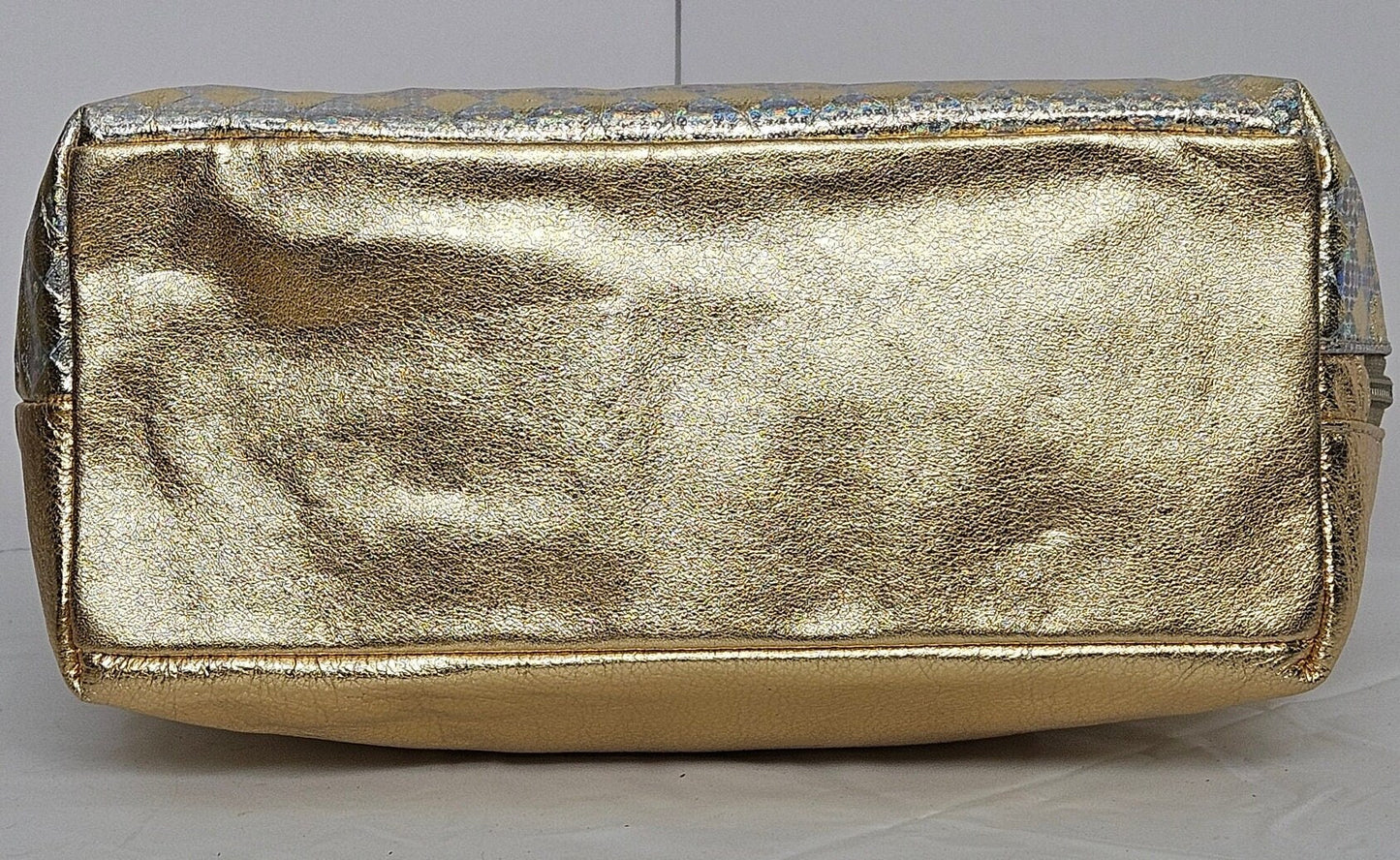 Tejrasila-Gorgeous shining Gold/silver print leather handbag!Made in USA!#Tr843gsprint.