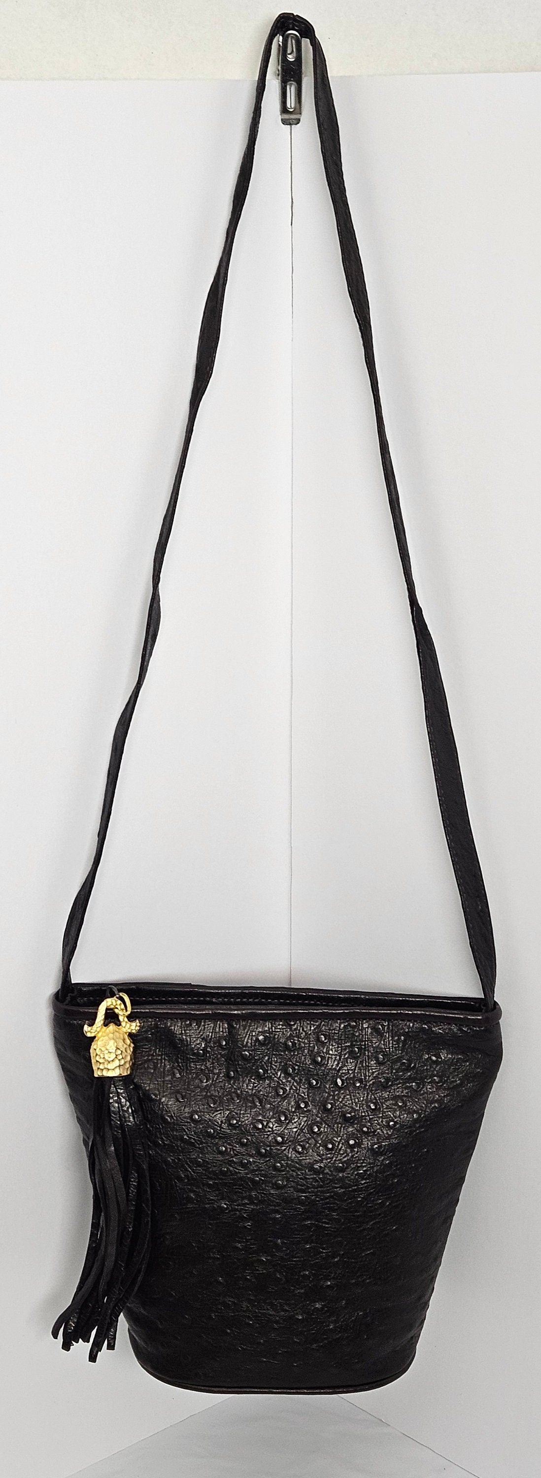 Chocolate Ostrich Leather Handbag: USA Made Crossbody Purse