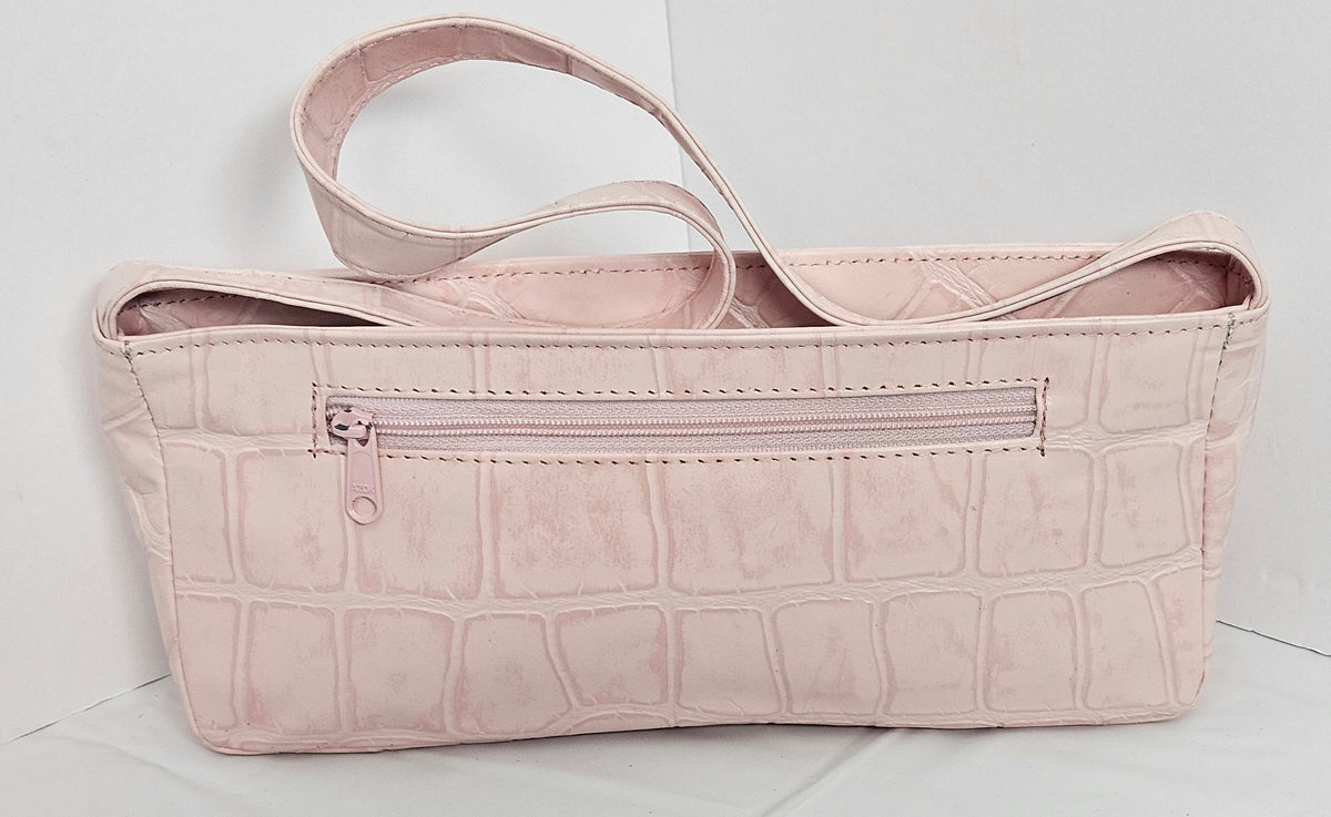 Pink Leather Shoulder Handbag: Genuine Italian Leather, Made in USA