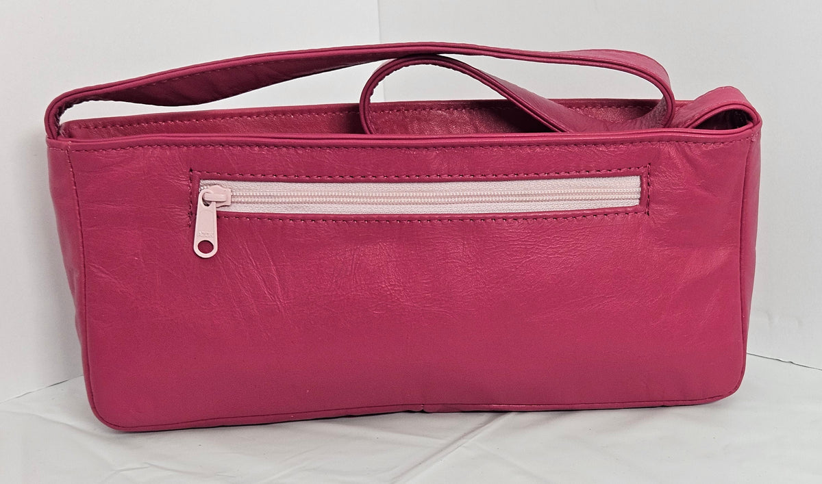 Fuchsia Genuine Leather Shoulder Handbag - Made in USA