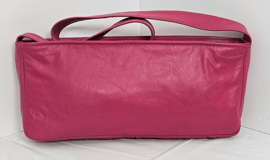 Fuchsia Genuine Leather Shoulder Handbag - Made in USA