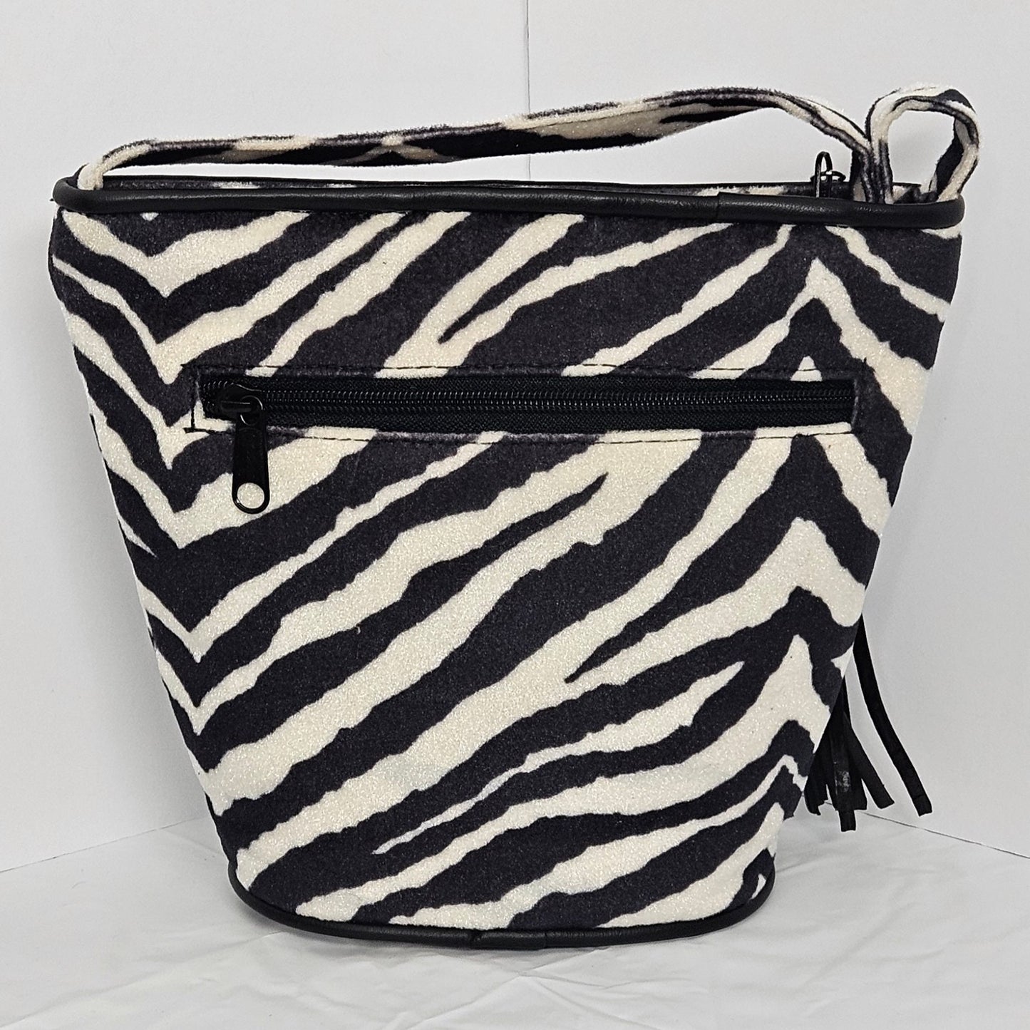 Zebra print Fabric with Genuine Leather Handbag.#TR2099zf,Purses for girls, women,Universal Use handbag,Fashion    Unique design Made in USA