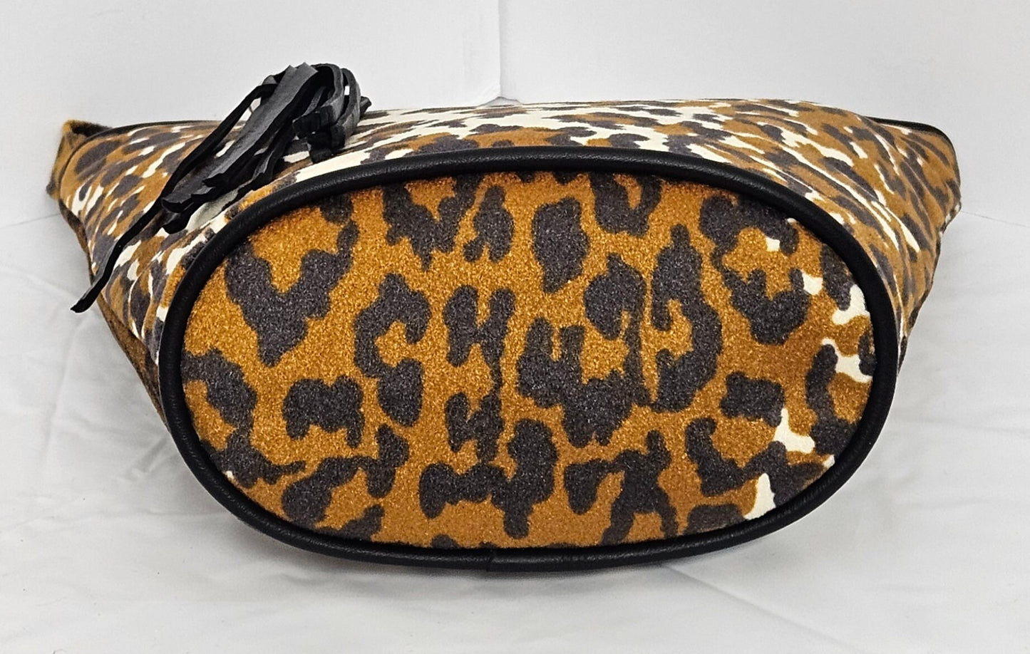 Leopard print Fabric with Genuine Leather Handbag.#TR2099Lf,Purses for girls, women,Universal Use handbag,Unique design Made in USA.