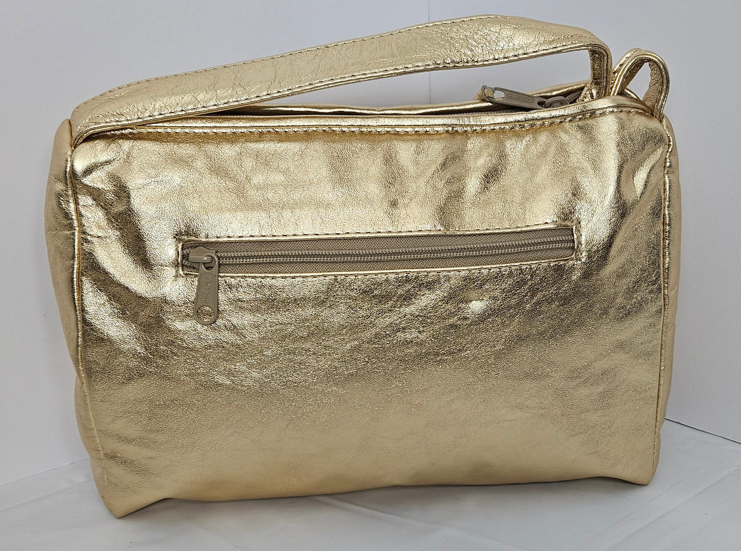 Gold Shining with Silver Square Zigzag Handbag.TR2018SQZ Purses for women, Genuine Leather Made in USA.