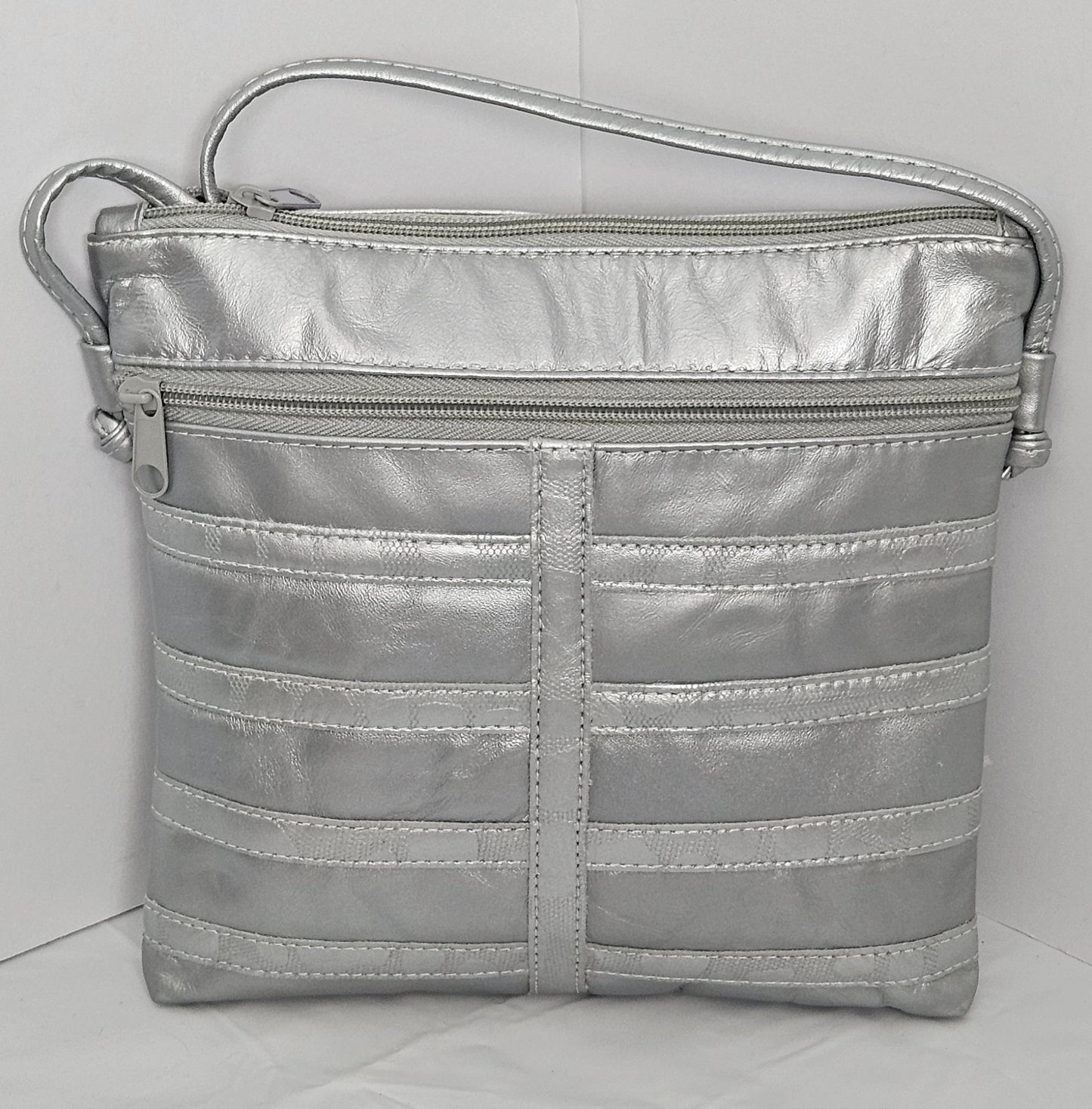 Gray leather Patchwork Handbag for Women,girls,and all.#305Gp.Design for you.Made in USA.