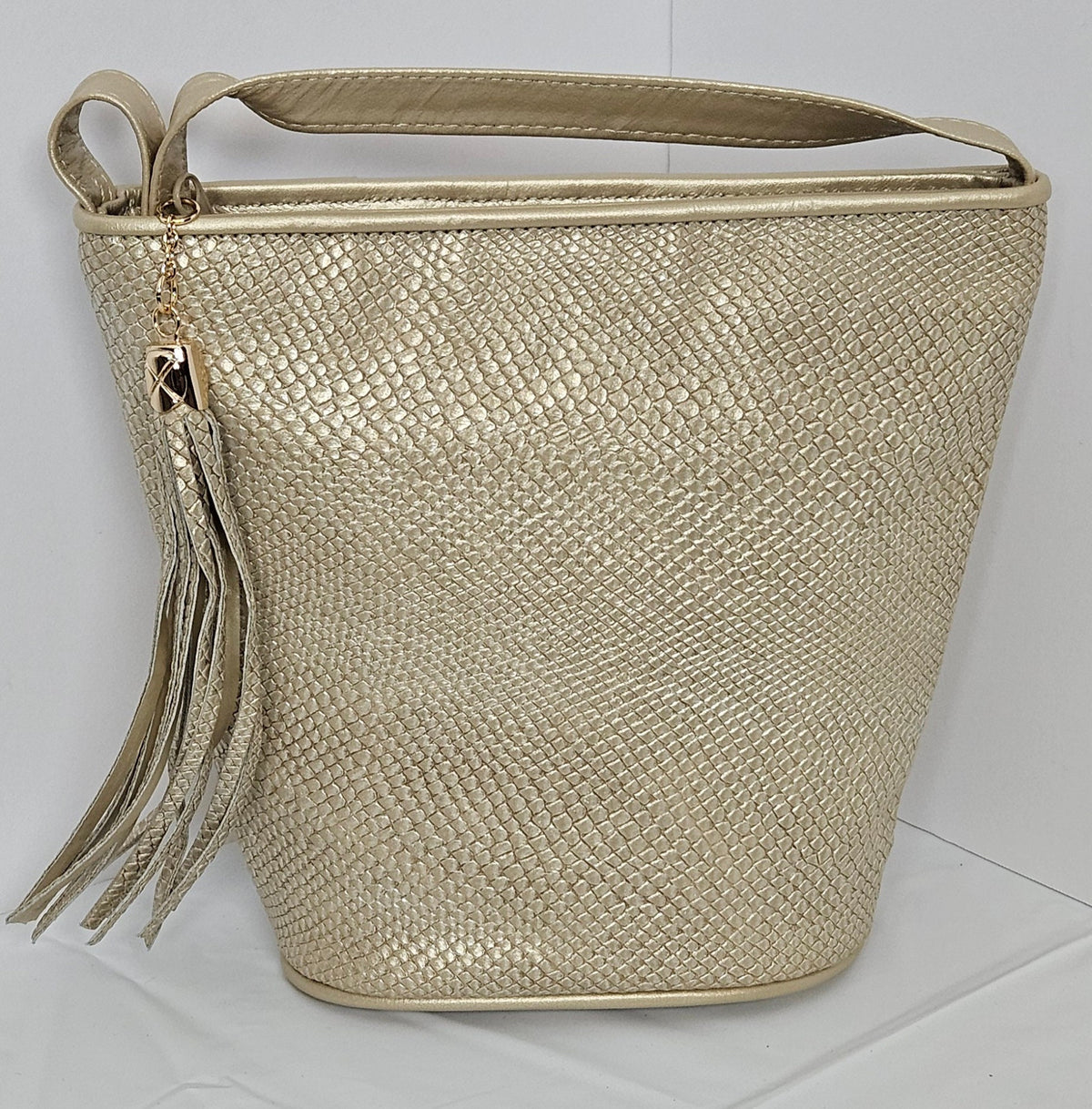 Champagne Leather Handbag: Italian Leather Crossbody Purse, Made in USA