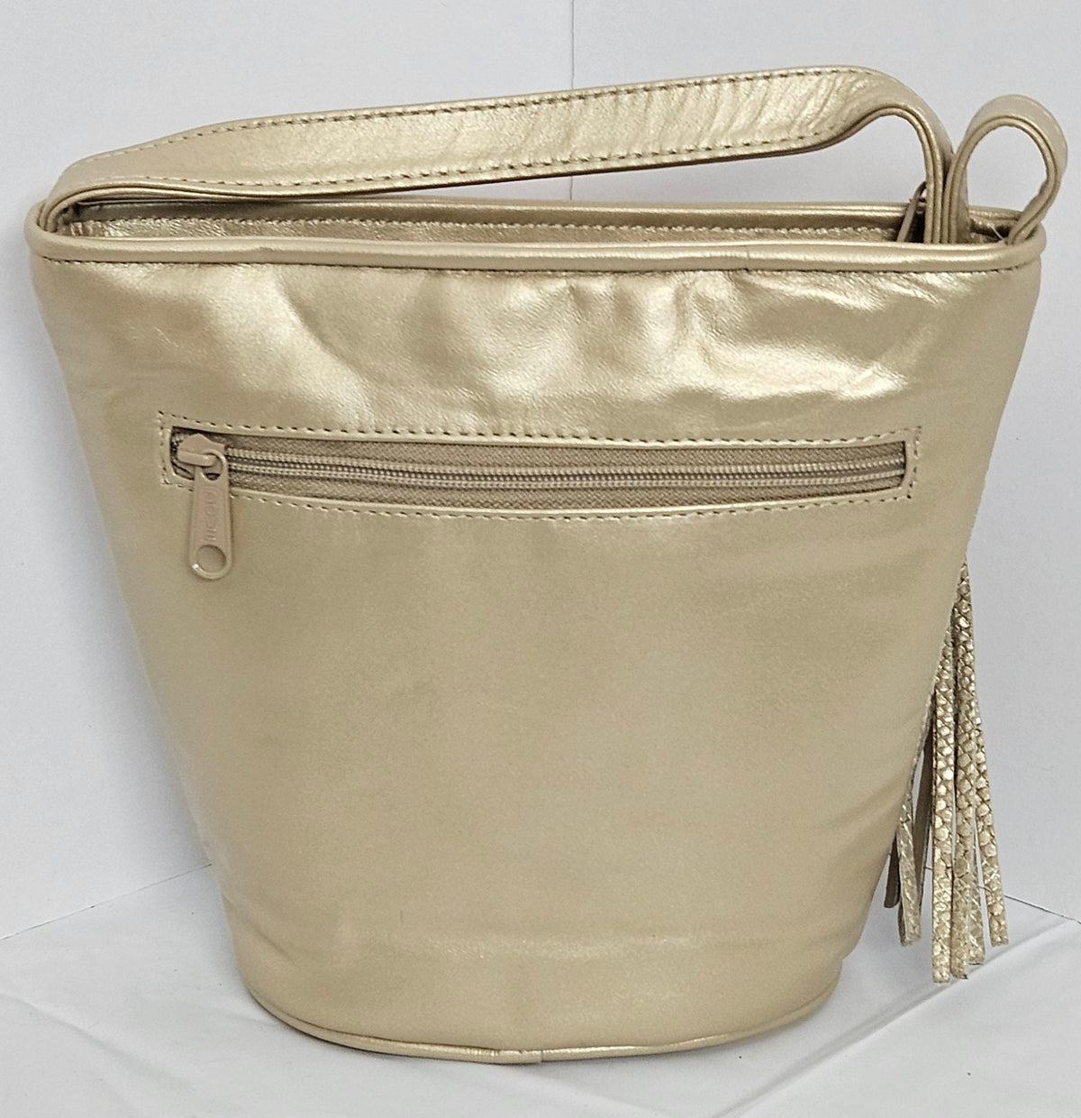 Champagne Leather Handbag: Italian Leather Crossbody Purse, Made in USA