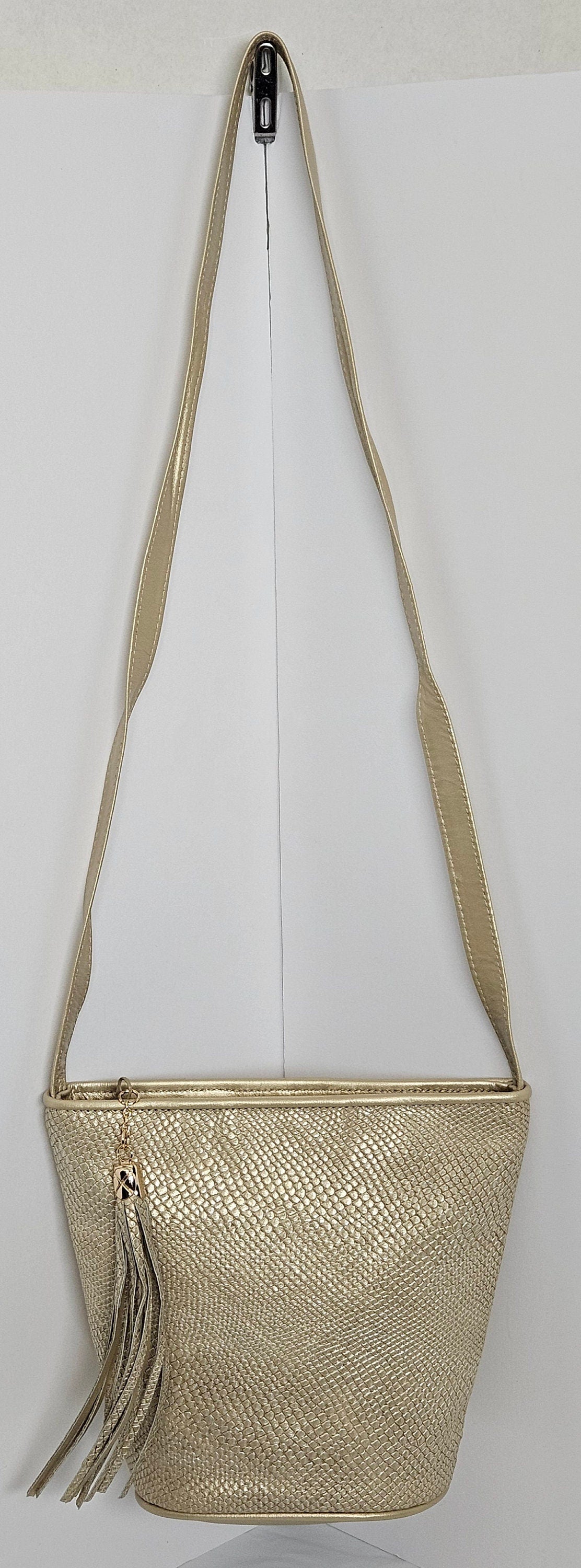 Champagne Leather Handbag: Italian Leather Crossbody Purse, Made in USA