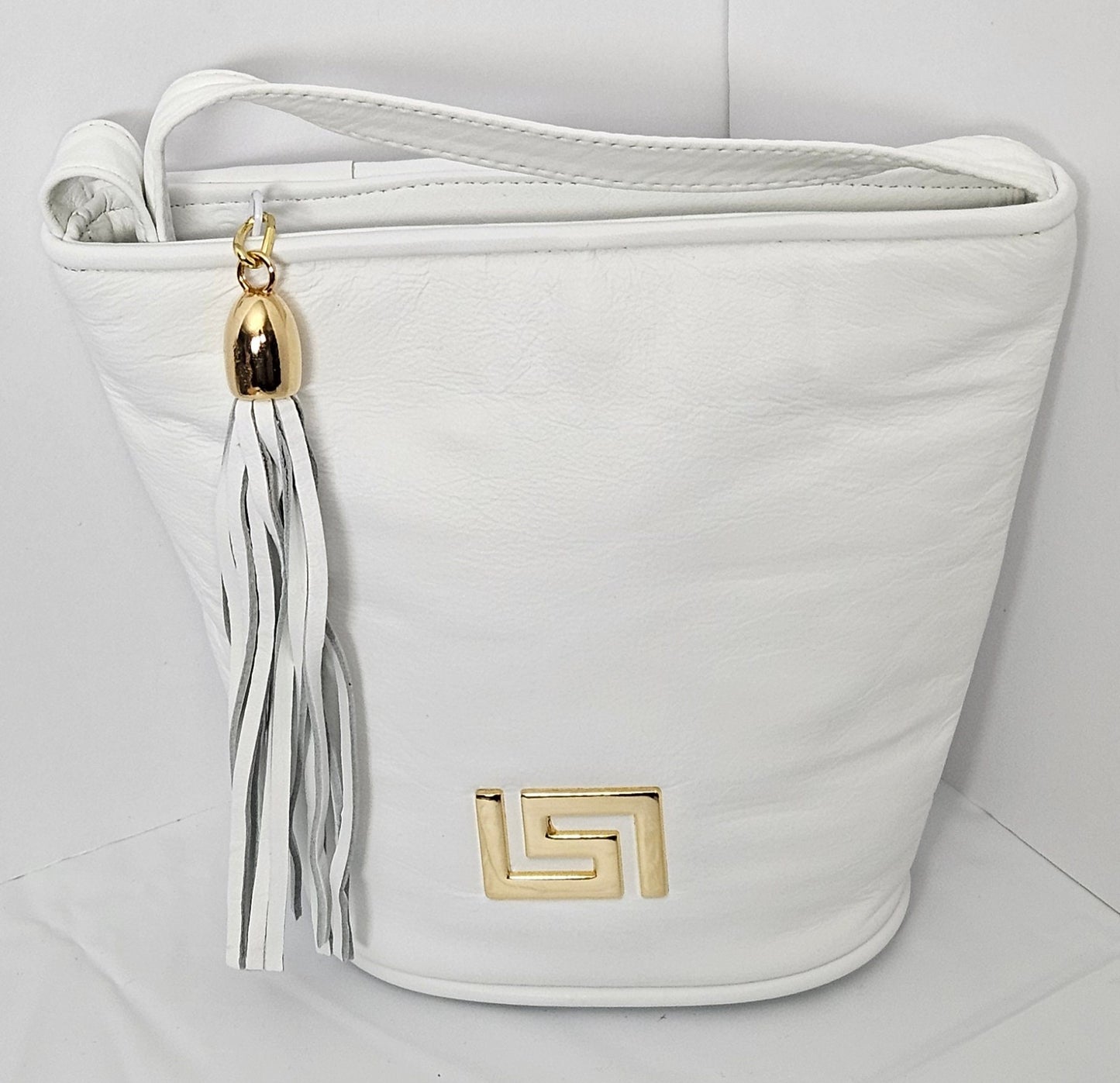 White with Gold G matel on Genuine Leather Handbag.#TR2099WP,Purses for girls, women,Universal Use Soft,Unique design Made in USA