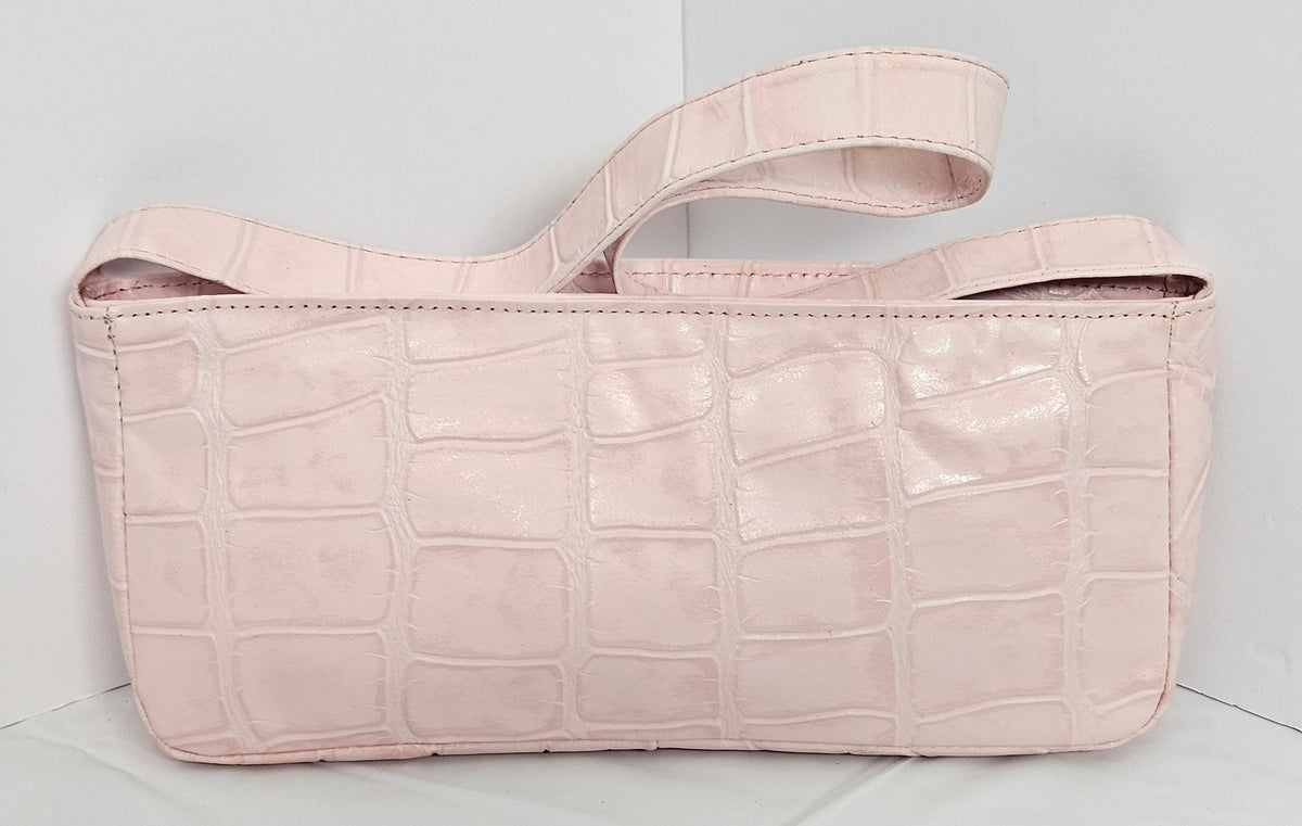 Pink Leather Shoulder Handbag: Genuine Italian Leather, Made in USA