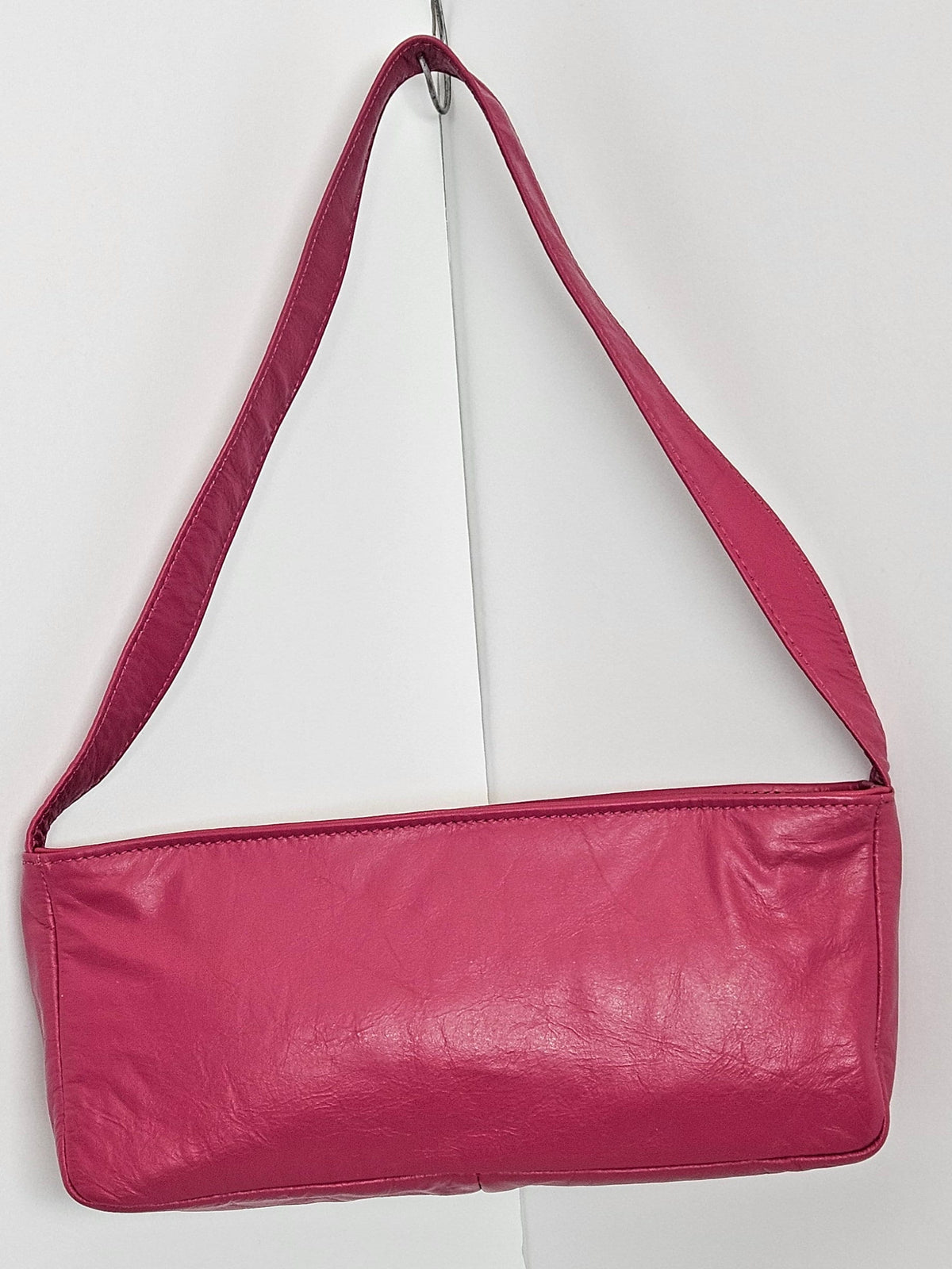 Fuchsia Genuine Leather Shoulder Handbag - Made in USA