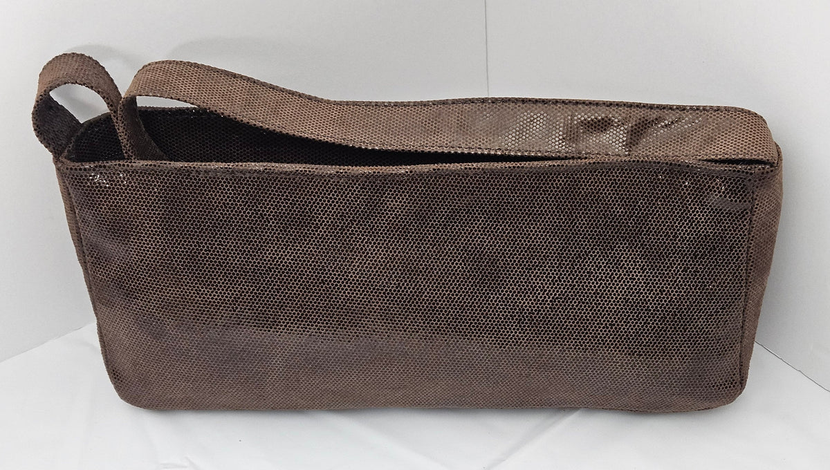 Brown Print Leather Shoulder Handbag - Made in USA