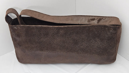 Brown Print Leather Shoulder Handbag - Made in USA
