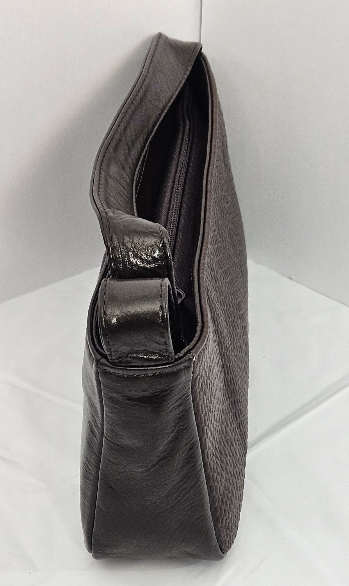 Brown Cobra Leather Shoulder Bag - Made in USA