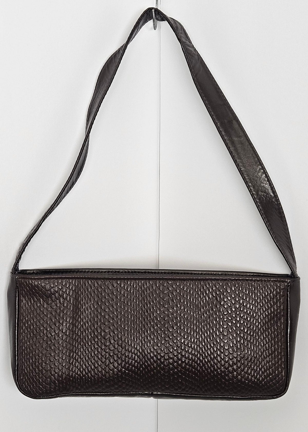 Brown Cobra Leather Shoulder Bag - Made in USA