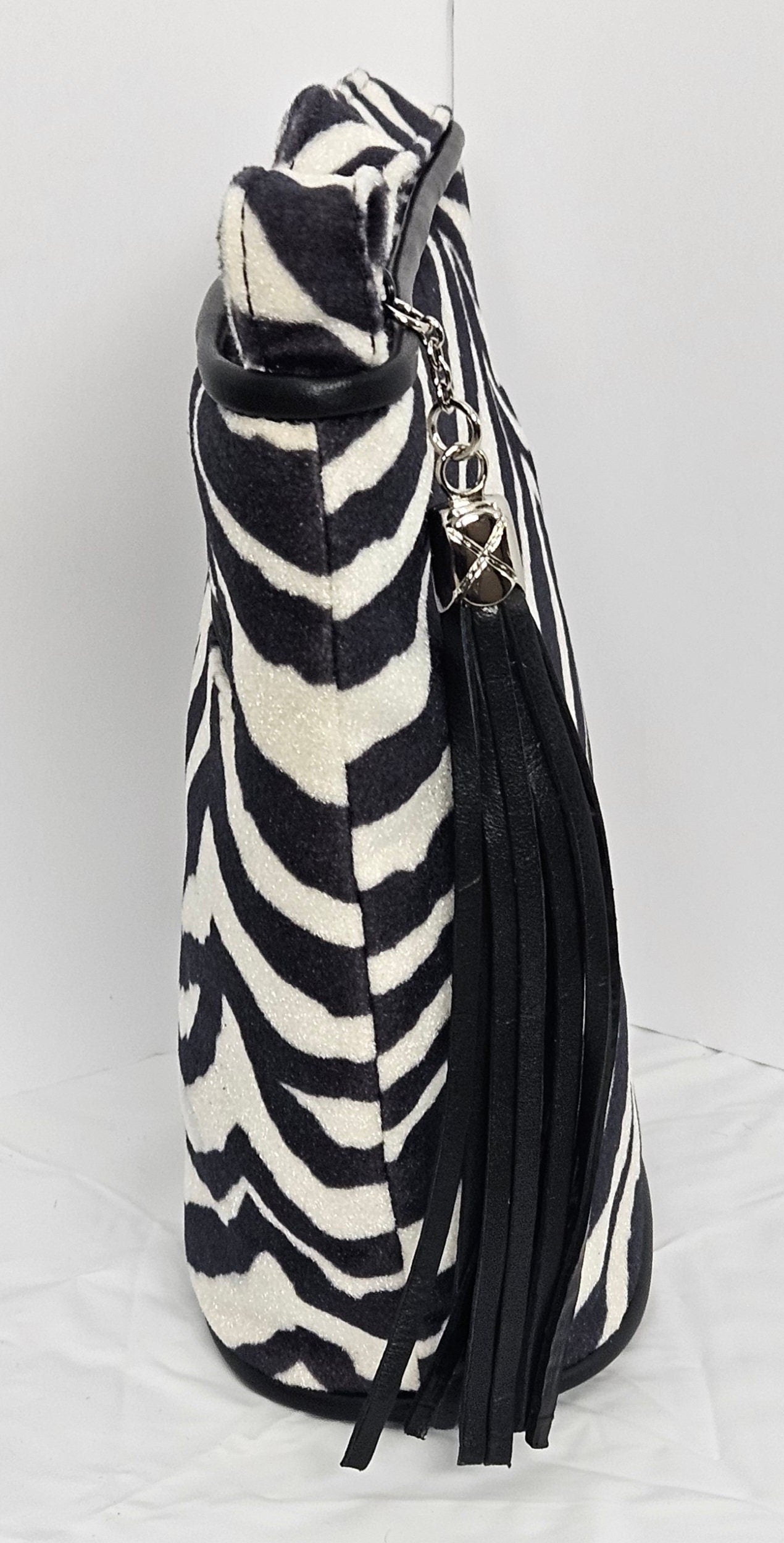 Zebra print Fabric with Genuine Leather Handbag.#TR2099zf,Purses for girls, women,Universal Use handbag,Fashion    Unique design Made in USA