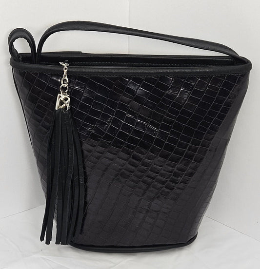 Black Crocodile Embossed Genuine Leather Handbag.#TR2099Bce,Purses for girls, women,Universal Use handbag,Unique design Made in USA.