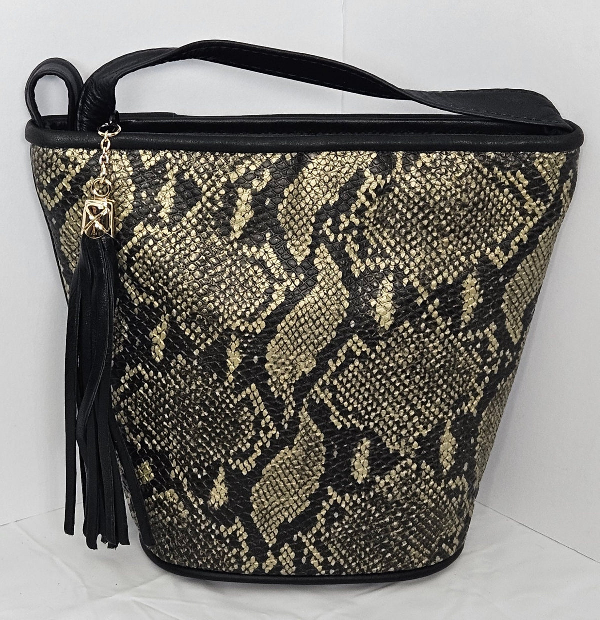 Embossed Leather Crossbody Handbag: Black Pewter Italian Leather Purse, Made in USA