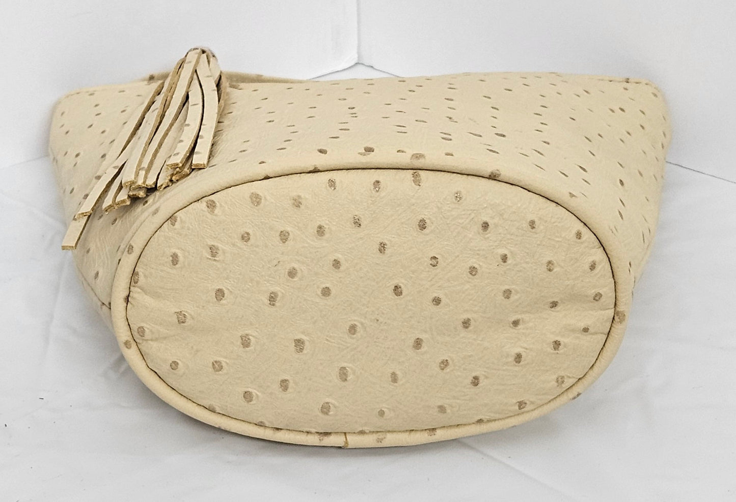 Beige Ostrich Leather Handbag, USA Made Crossbody Purse