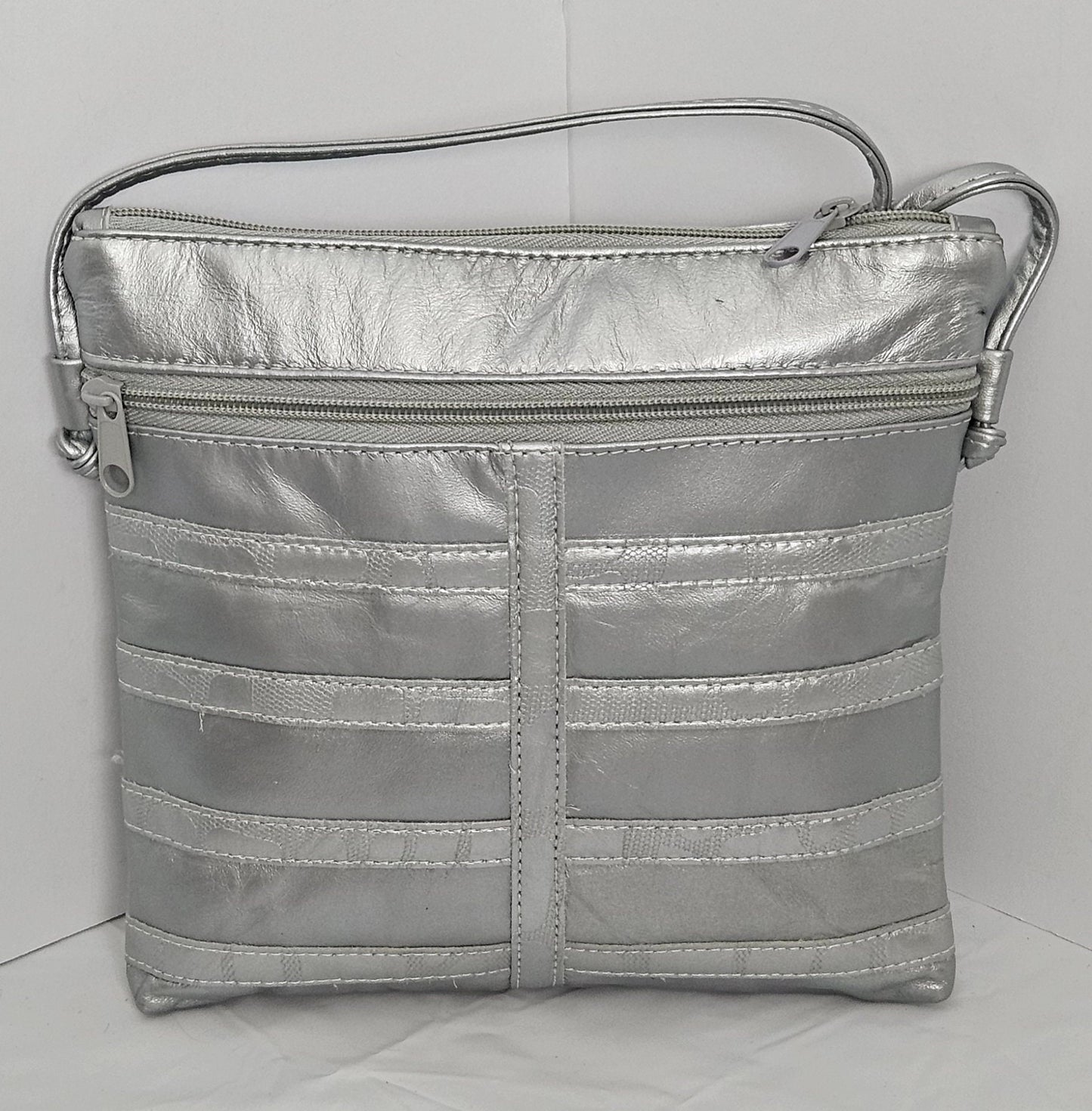 Gray leather Patchwork Handbag for Women,girls,and all.#305Gp.Design for you.Made in USA.