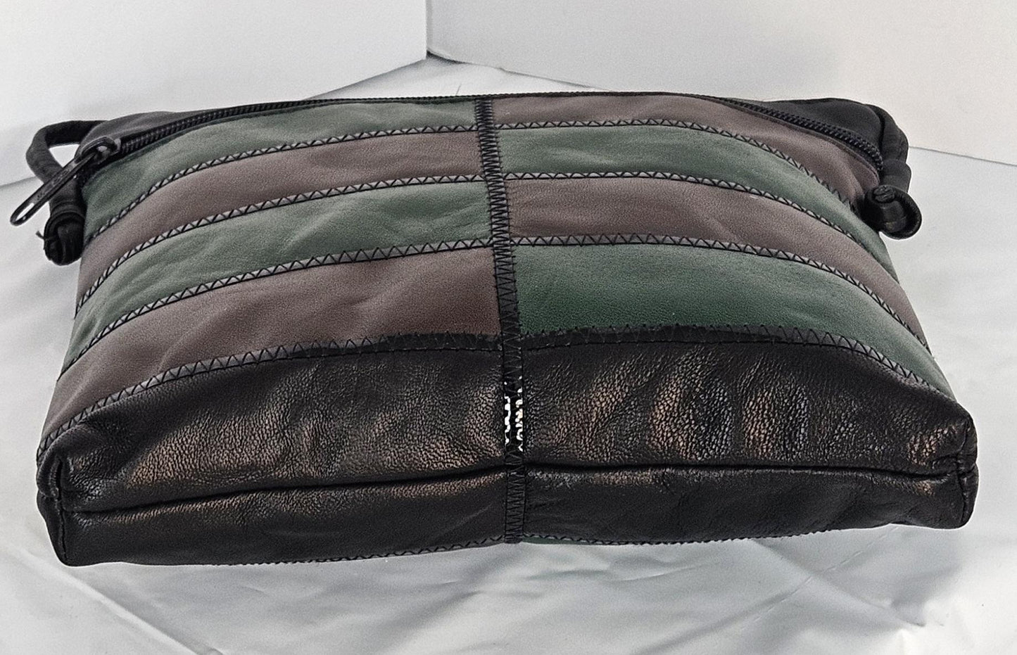 Black/Green&Brown with black Patton leather Zigzag work purse for Women,girls,and all. #Tr305-2Brbpz.Design for you.Made in USA.