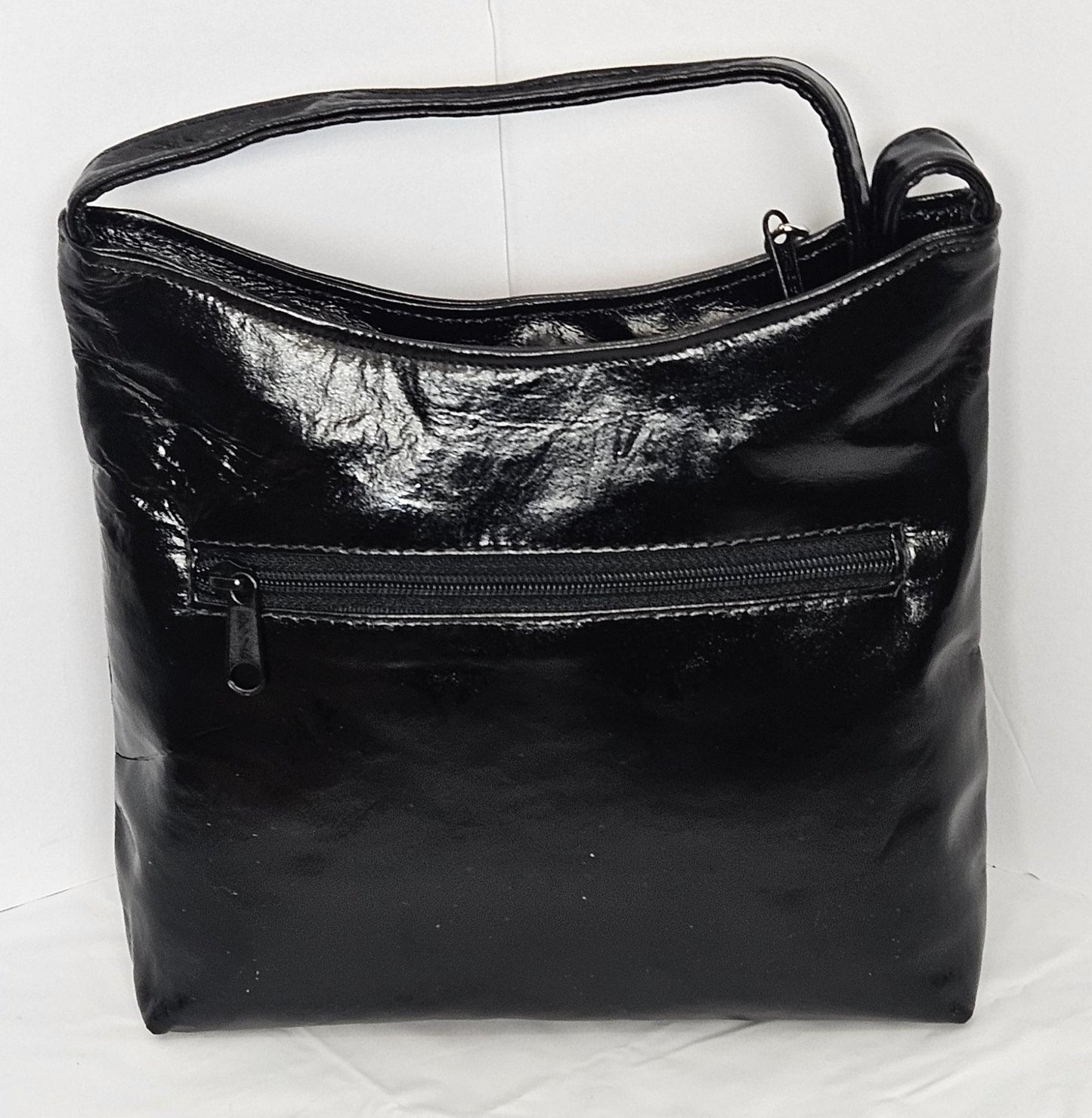 Black Patton Genuine Leather Handbag, Stich Design, Made in USA
