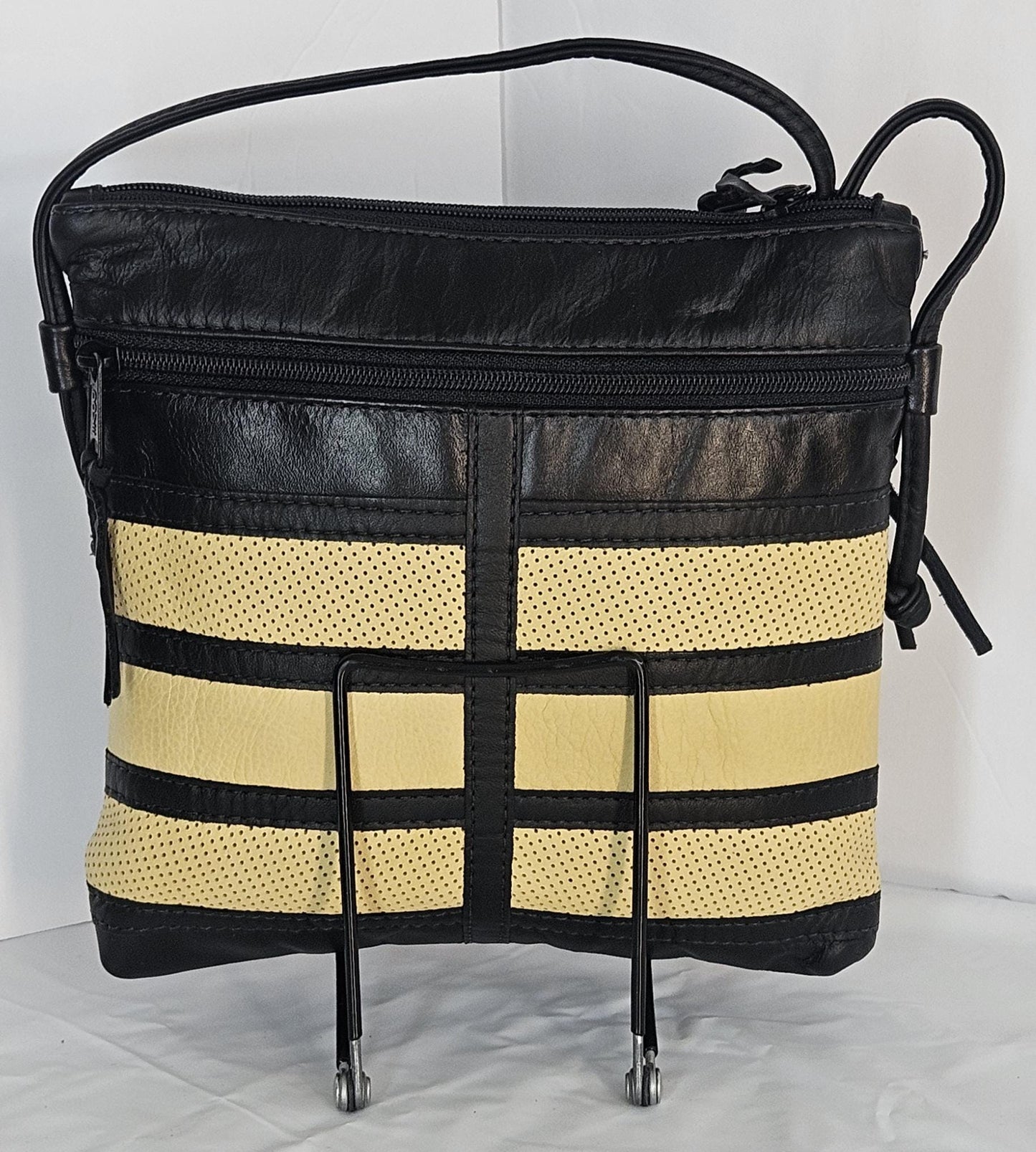 Black with Luxury gold Genuine leather patchwork purse for Women,girls,and all. #305Bg.Design for you.Made in USA.