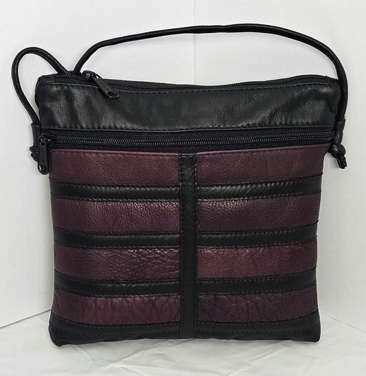 Black with burgundy leather patchwork Purse for Women,girls,and all. #305Bbp.Design for you.Made in USA.