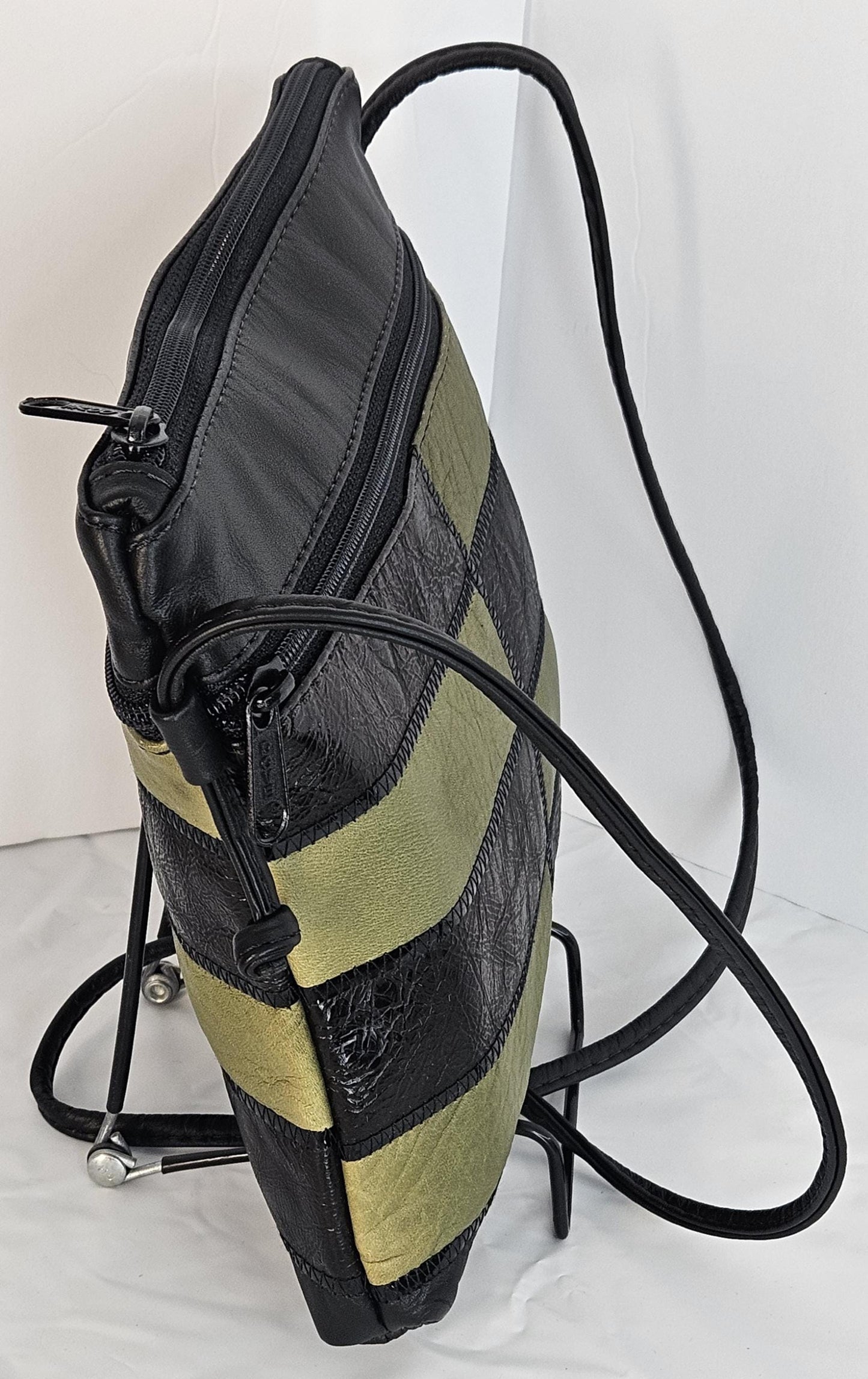 Black&Green with Patton leather Zigzag work purse for Women,girls,and all. #305BGpz.Design for you.Made in USA.