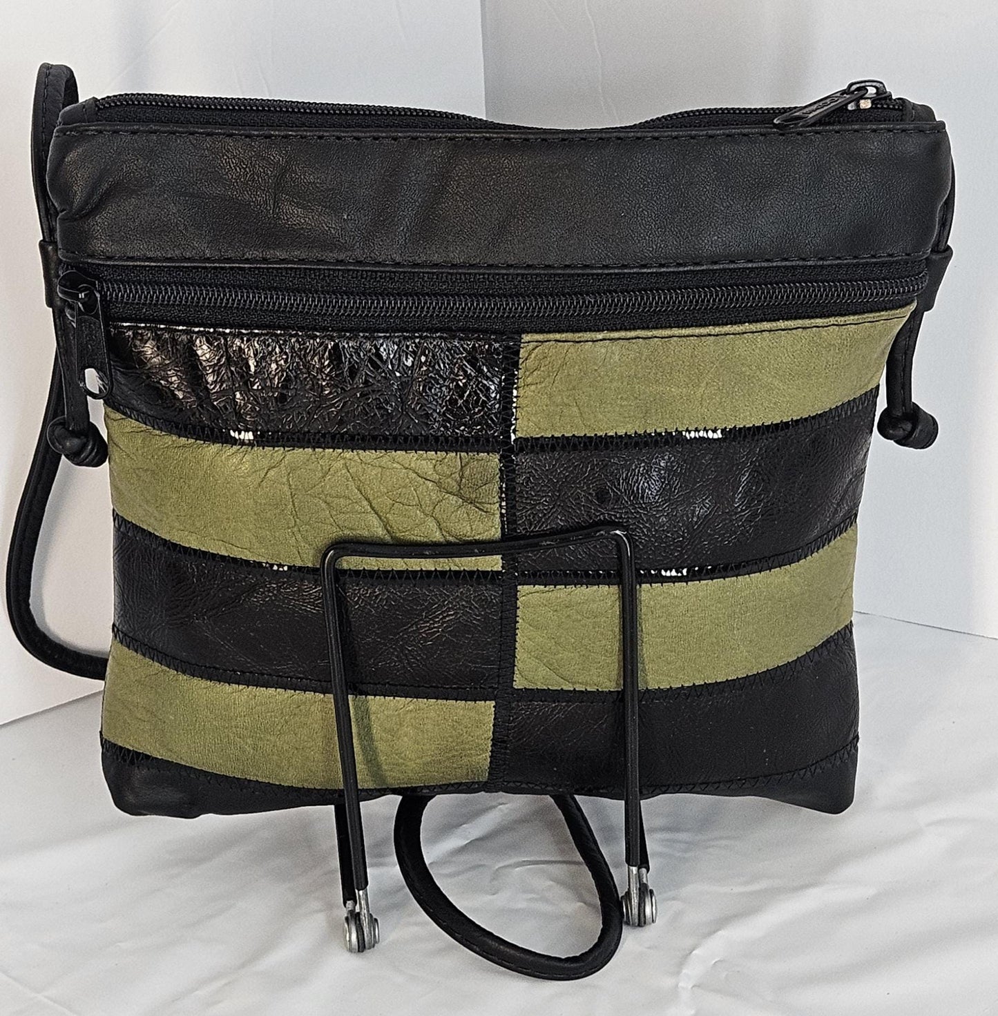 Black&Green with Patton leather Zigzag work purse for Women,girls,and all. #305BGpz.Design for you.Made in USA.